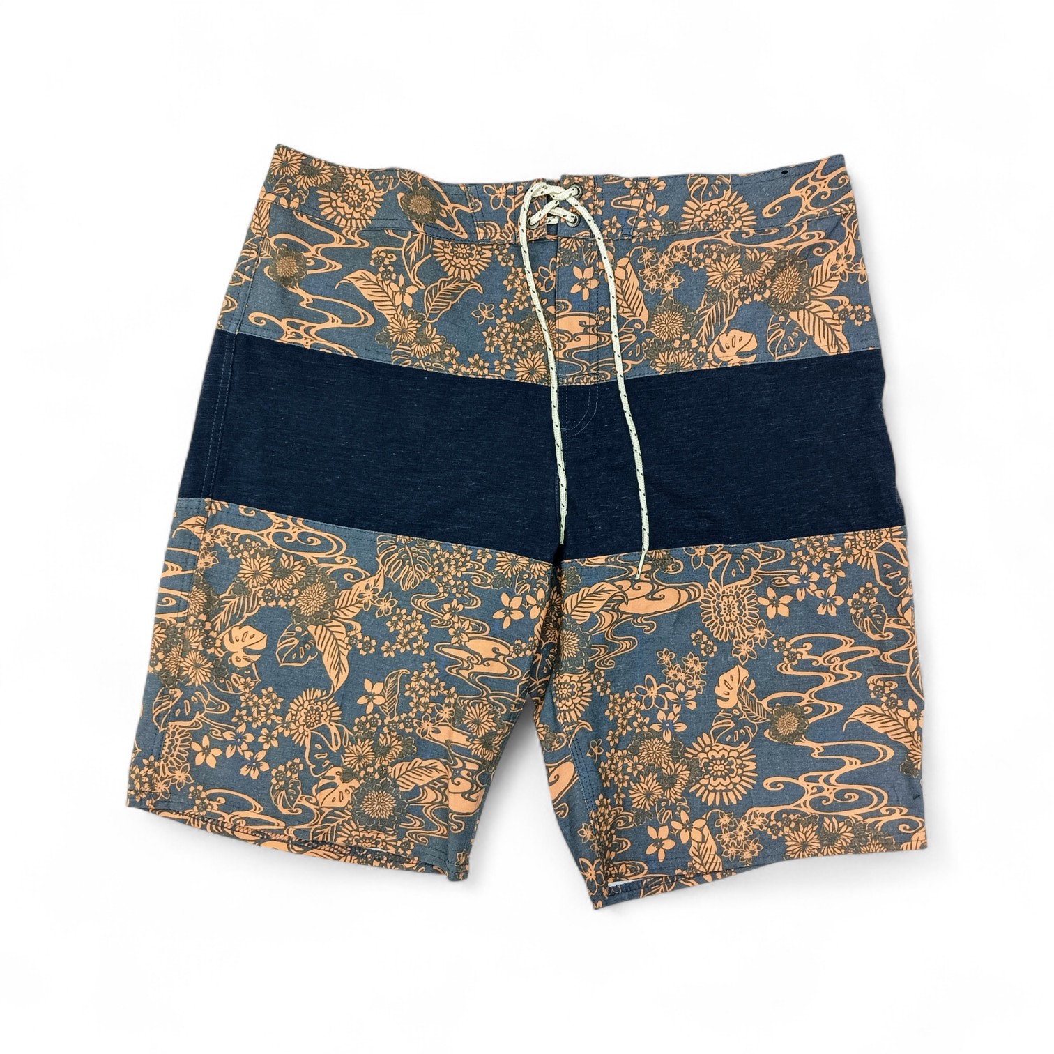 BOARDSHORTS TALLA 32 - COD65 - JACK  - AZUL JEAN FLOREADO NARANJA