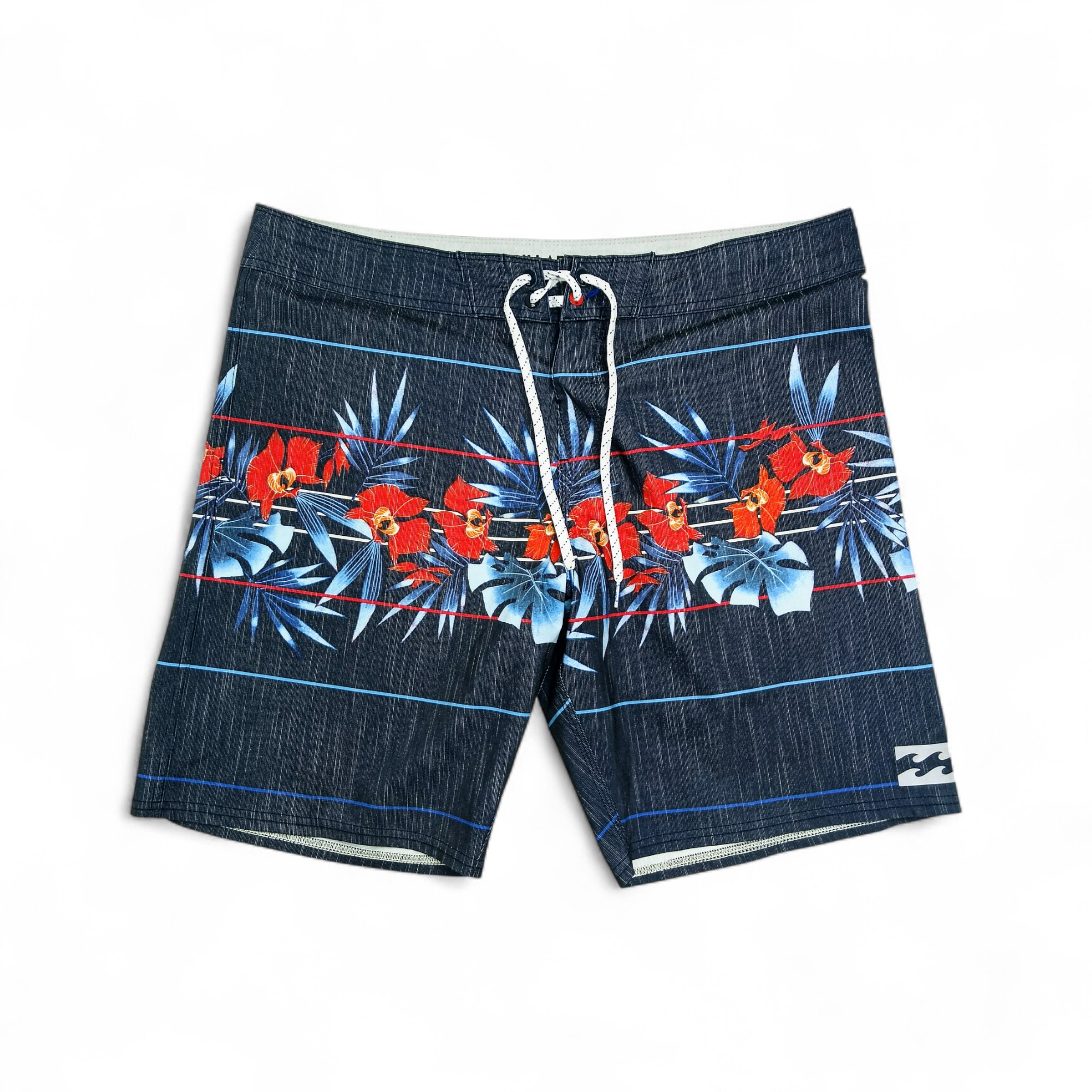 BOARDSHORTS TALLA 36 - COD1 - PLATINUM X - FLORES TROPICALES/AZUL ROJO