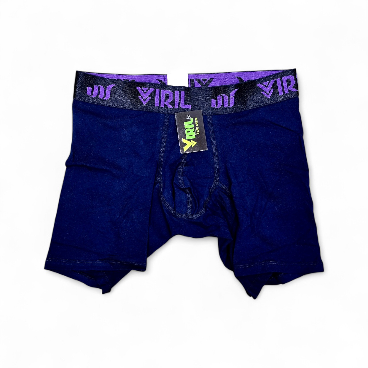 BOXER TALLA 2XL - ALGODÓN - COD111 - BASIC COLOR - ALGODÓN LLANO - AZUL MARINO/ELASTICO NEGRO - LETRAS LILA