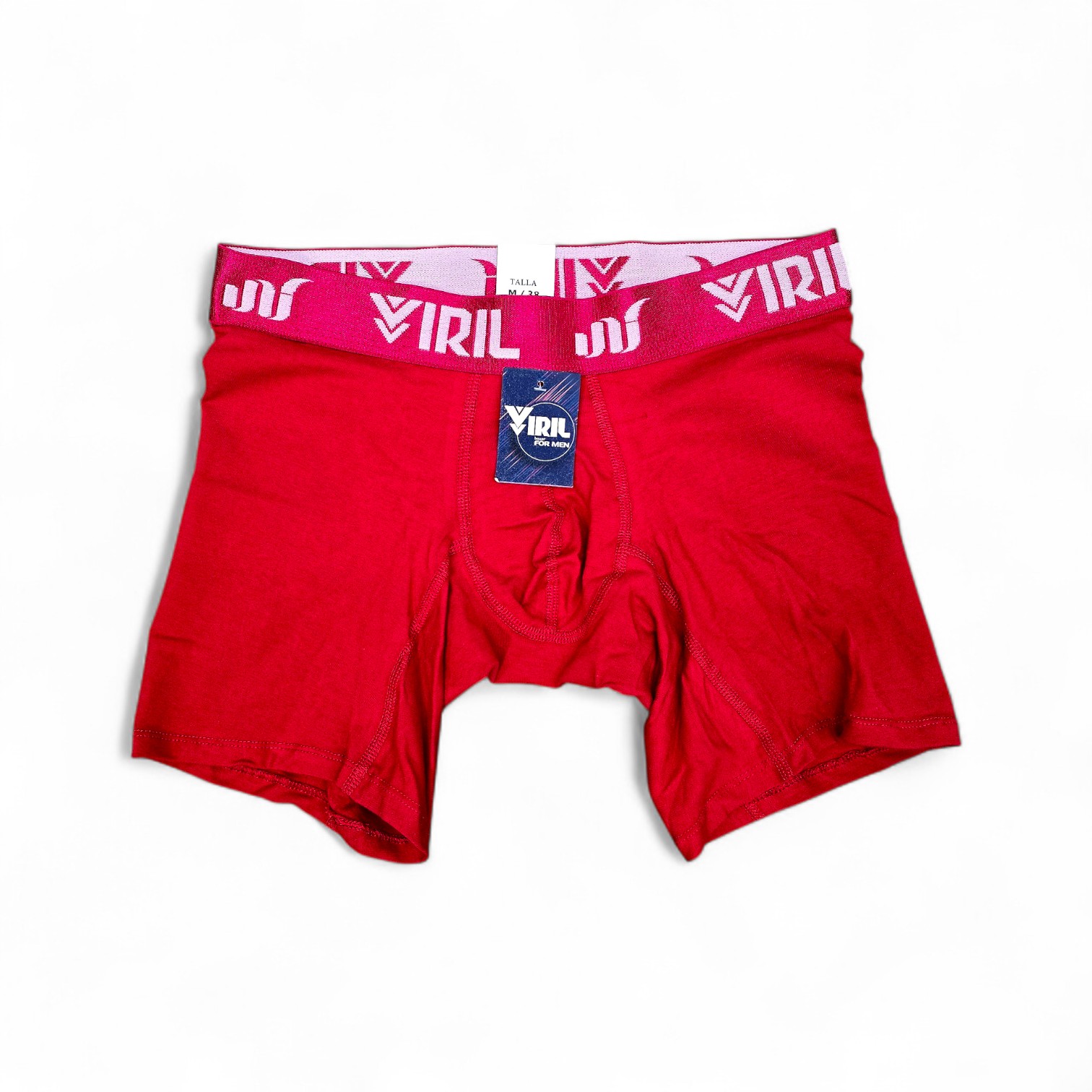 BOXER TALLA 2XL - ALGODÓN - COD111 - BASIC COLOR - ALGODÓN LLANO - ROJO/ELASTICO ROJO - LETRAS BLANCAS