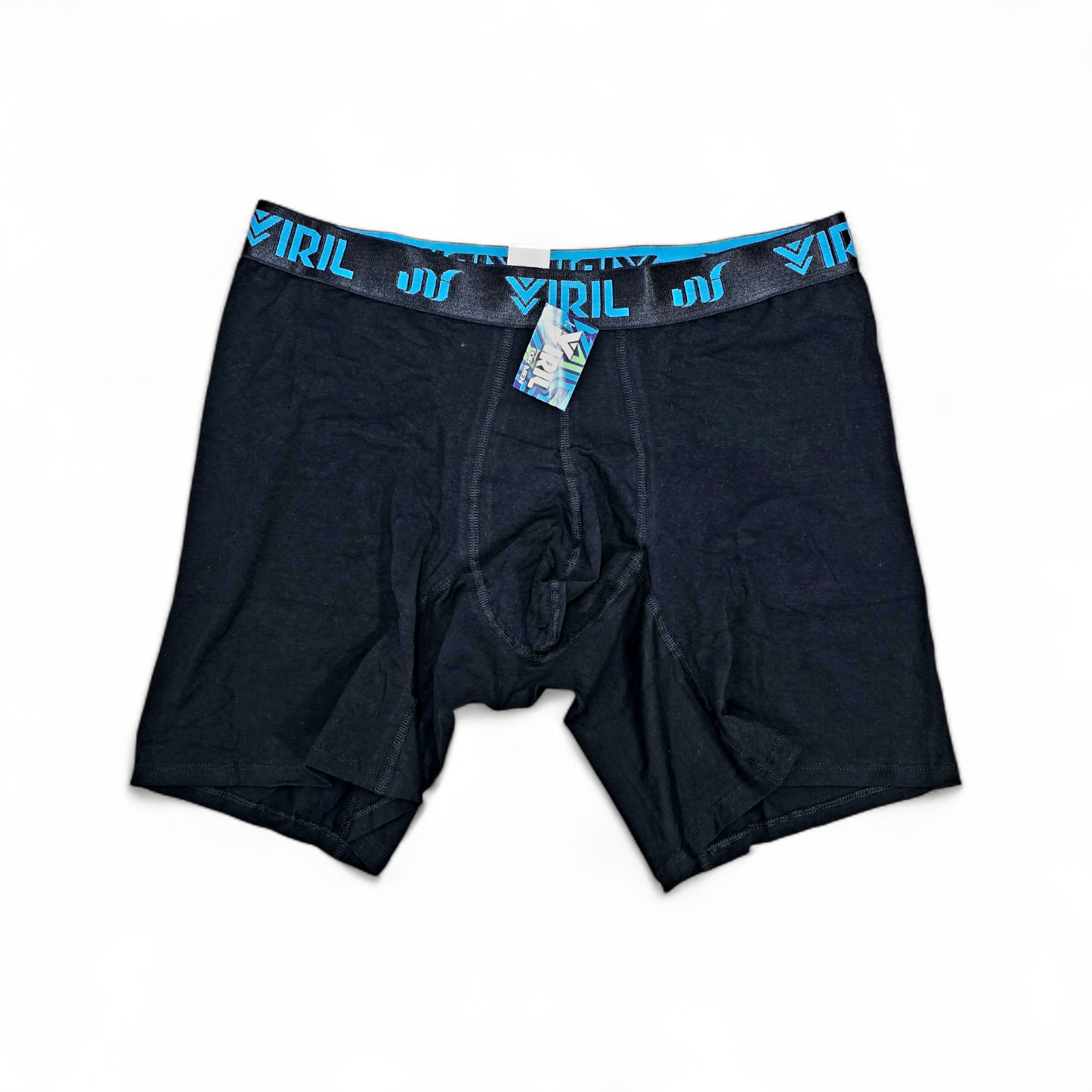 BOXER TALLA 5XL - ALGODÓN - COD111 - BASIC COLOR - ALGODÓN LLANO - NEGRO/ELASTICO NEGRO - LETRAS CELESTES