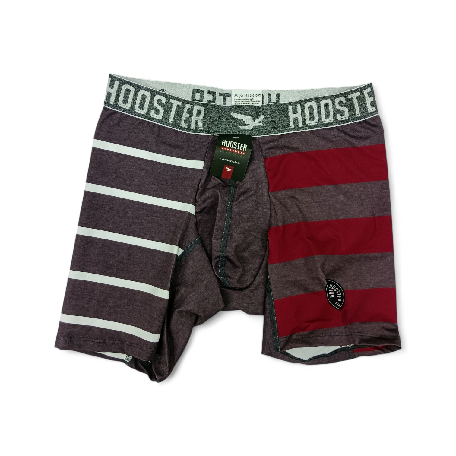 BOXER TALLA M - COD41 - LICRA FIT - CONCHO DE VINO/GRIS/RAYAS BLANCAS