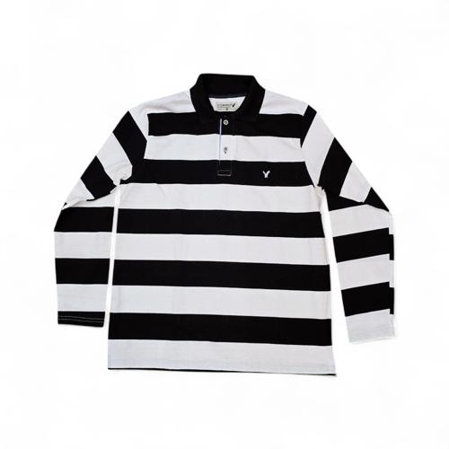 BUZO TALLA M - RF - COD163 - RAYAS - CUELLO FRANCES - NEGRO / BL