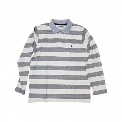 BUZO TALLA L - RF - COD163 - RAYAS - CUELLO FRANCES - GRIS / BEIGE