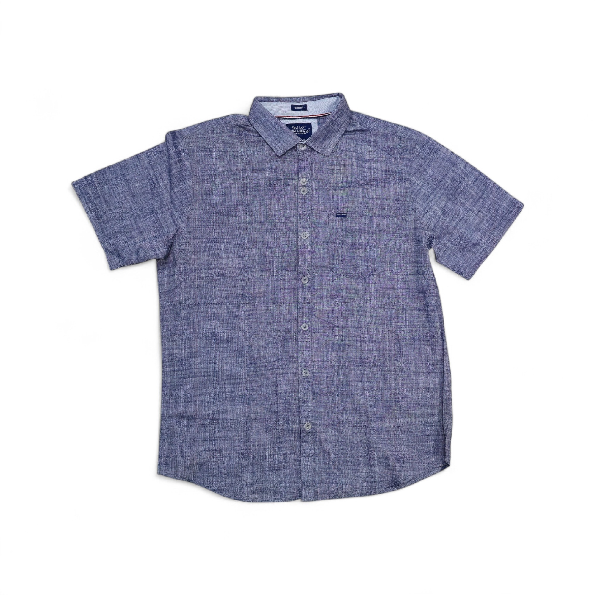 CAMISA MANGA CORTA TALLA 2XL - HUM11 - CMC014 - AZUL CHASPEADO OSCURO