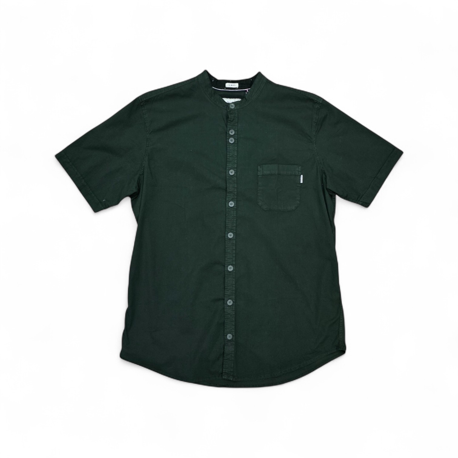 CAMISA MANGA CORTA TALLA 2XL - RF - COD11 - POPELYN LICRA - CUELLO CHINO / MAO BASIC  STYLE - VERDE