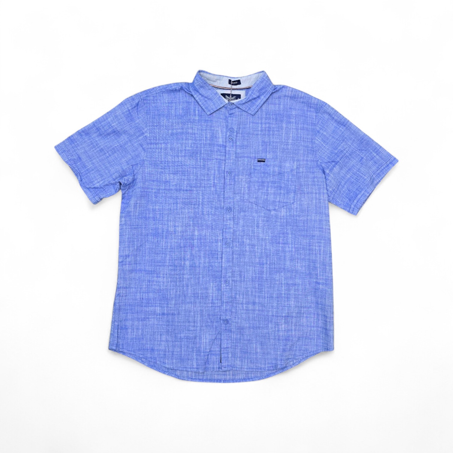 CAMISA MANGA CORTA TALLA 2XL - RF - COD11 - PRETEÑIDA  - CUELLO FRANCES BASIC  STYLE - AZUL ELECTRICO
