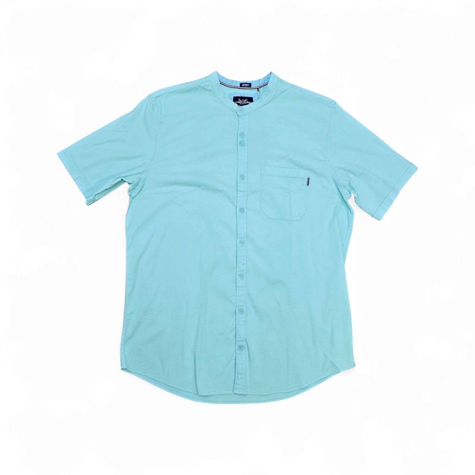 CAMISA MANGA CORTA TALLA 2XL - RF - COD11 - SARGA APT - CUELLO CHINO / MAO BASIC  STYLE - TURQUEZA AZULADO (TURQUEZA)