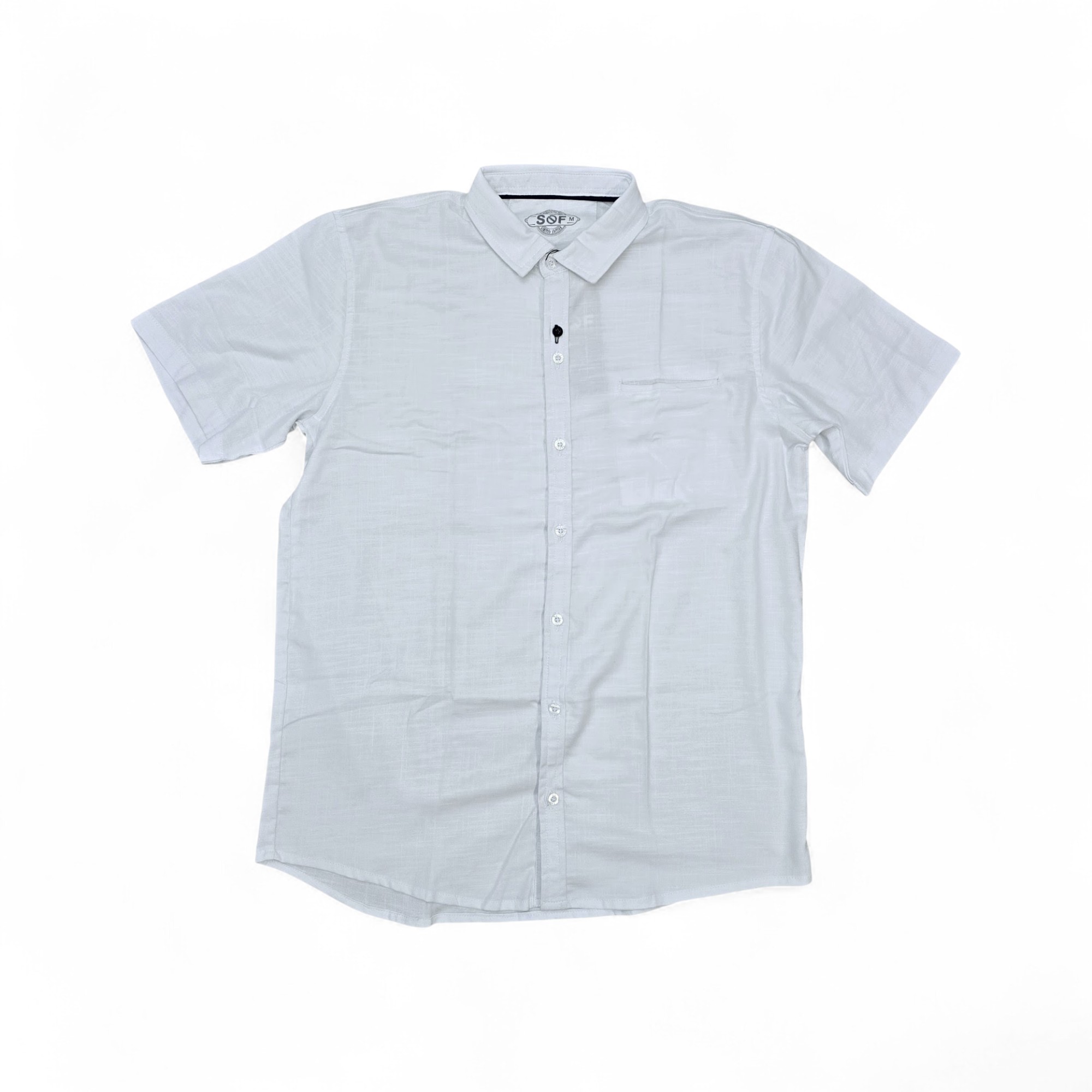 CAMISA MANGA CORTA TALLA 2XL - RF - COD36 - ERICK LINO - CUELLO FRANCES LINO BASIC - BLANCO