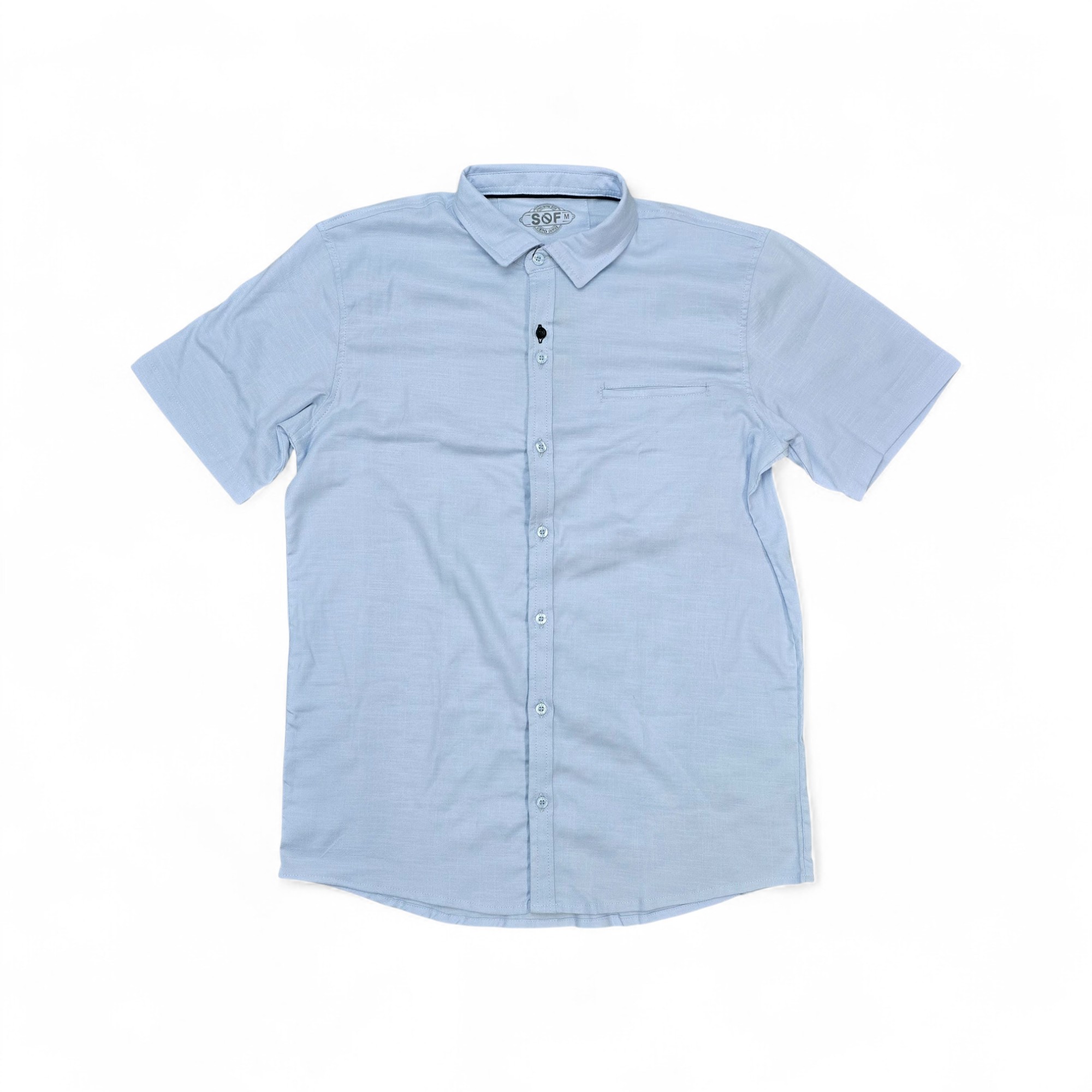 CAMISA MANGA CORTA TALLA 2XL - RF - COD36 - ERICK LINO - CUELLO FRANCES LINO BASIC - CELESTE