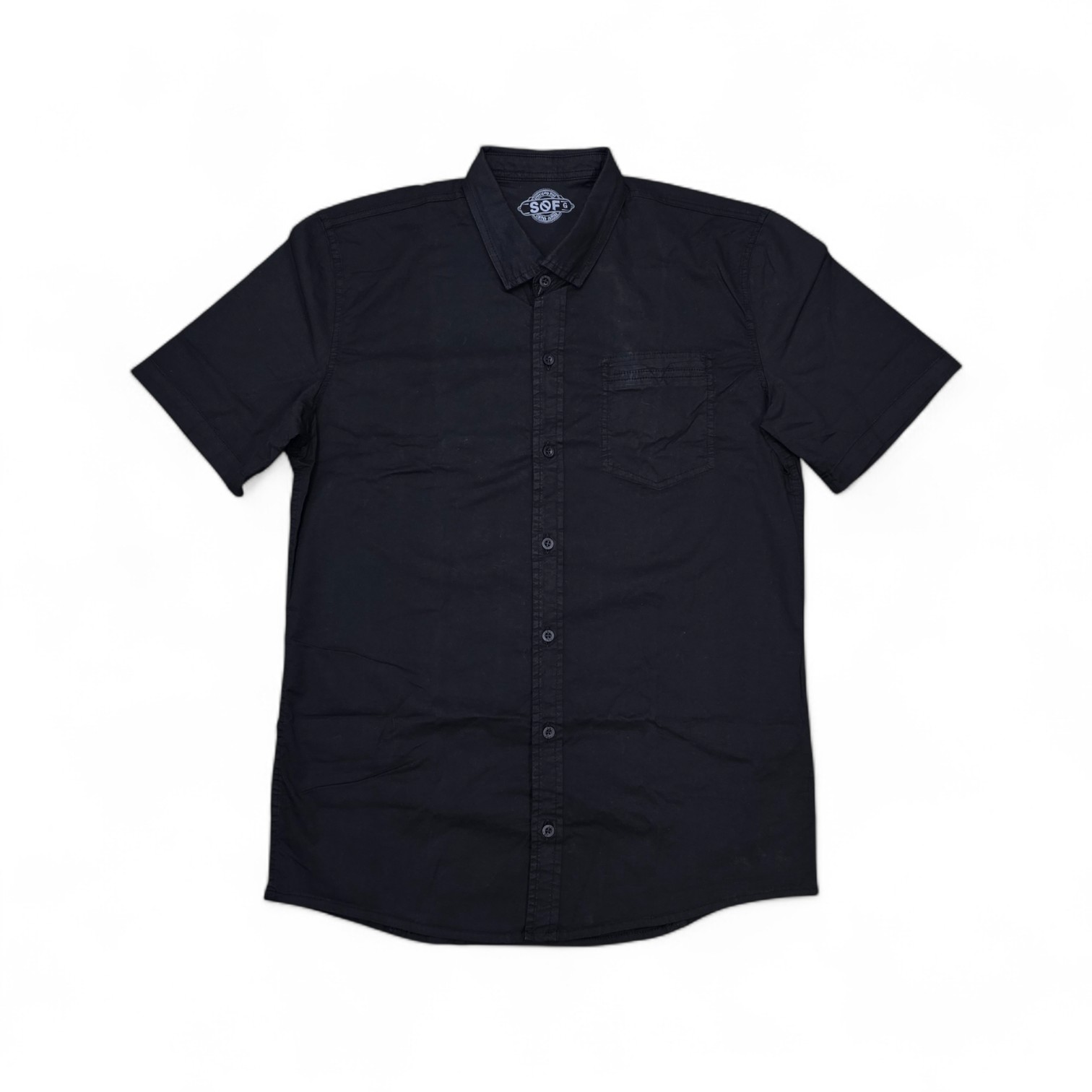 CAMISA MANGA CORTA TALLA 2XL - RF - COD36 - JOSE1 - CUELLO FRANCES BASIC - NEGRO