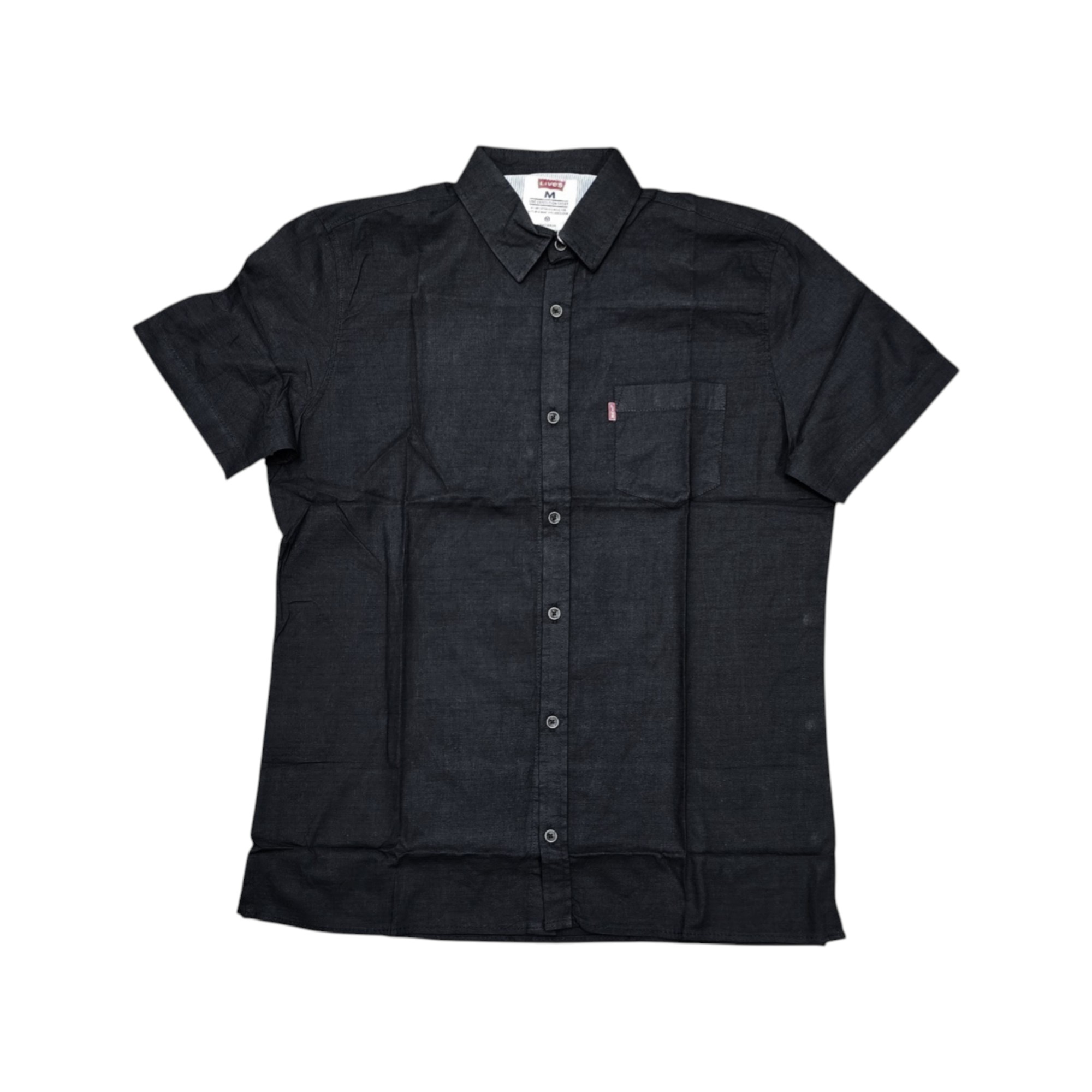 CAMISA MANGA CORTA TALLA 2XL - RF - COD45 - CLASSIC DEFAULT - CUELLO FRANCES BASIC - NEGRO