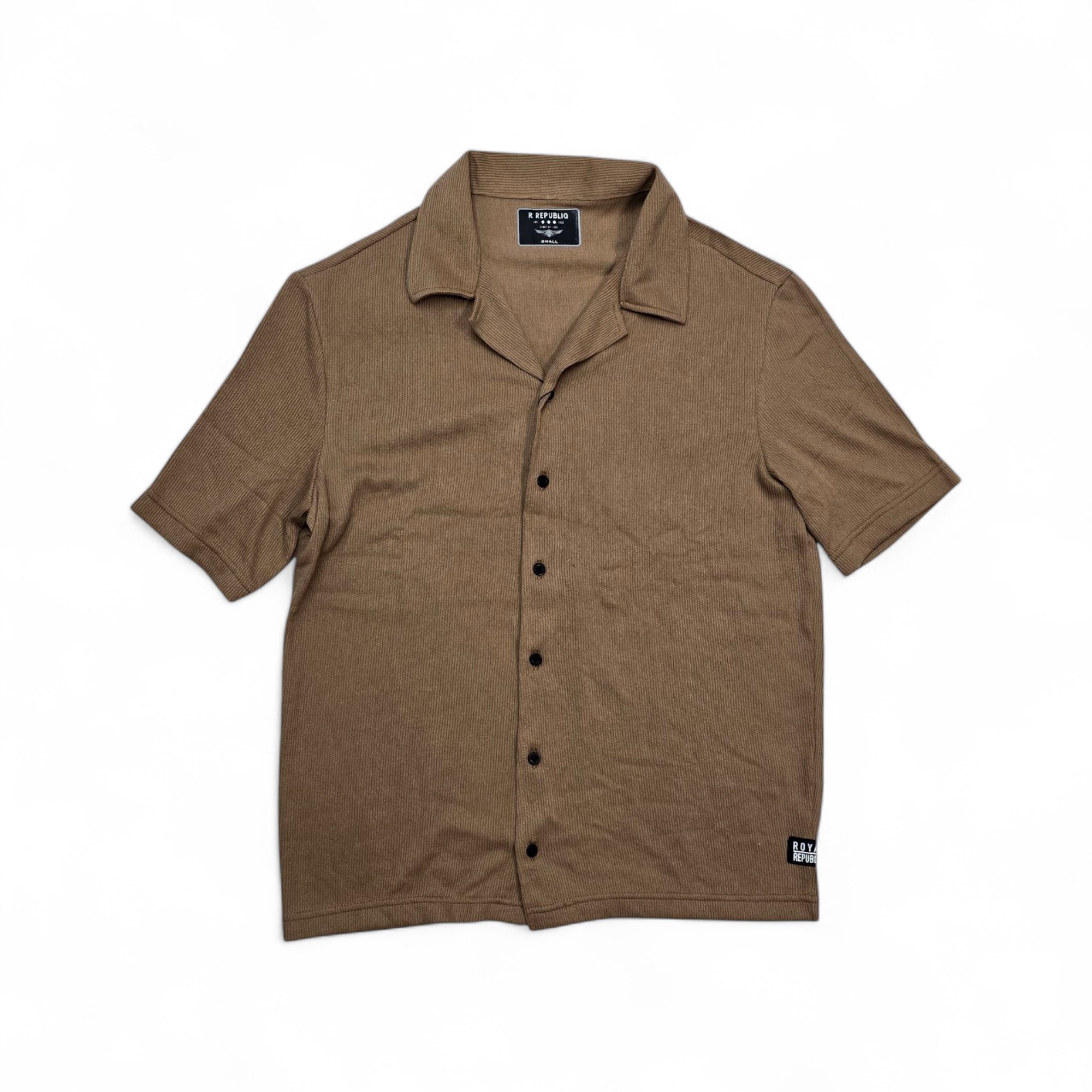 CAMISA MANGA CORTA TALLA 2XL - UB - COD25 - REG. FIT /H04 - TEXTURE BASIC - 2 - MARRON