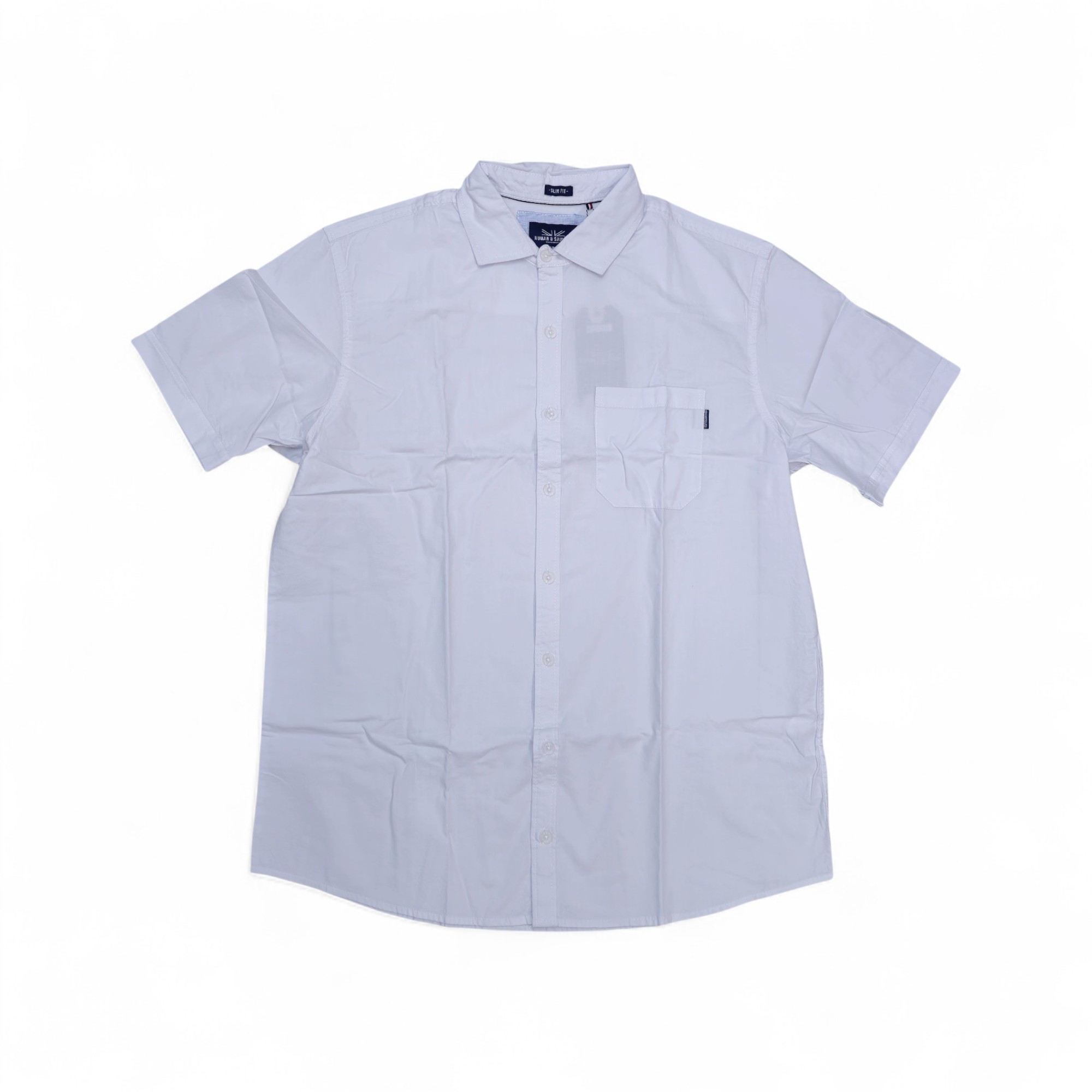 CAMISA MANGA CORTA TALLA 3XL - RF - COD11 - BOSTON OXFORD  - CUELLO FRANCES BASIC  STYLE - BLANCO