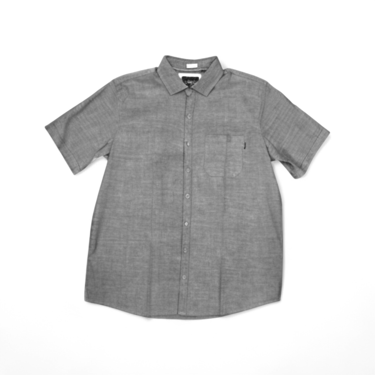 CAMISA MANGA CORTA TALLA 3XL - RF - COD11 - OXFORD BOSTON - CUELLO FRANCES BASIC  STYLE - NEGRO JEANS (NEGRO JASPEADO)
