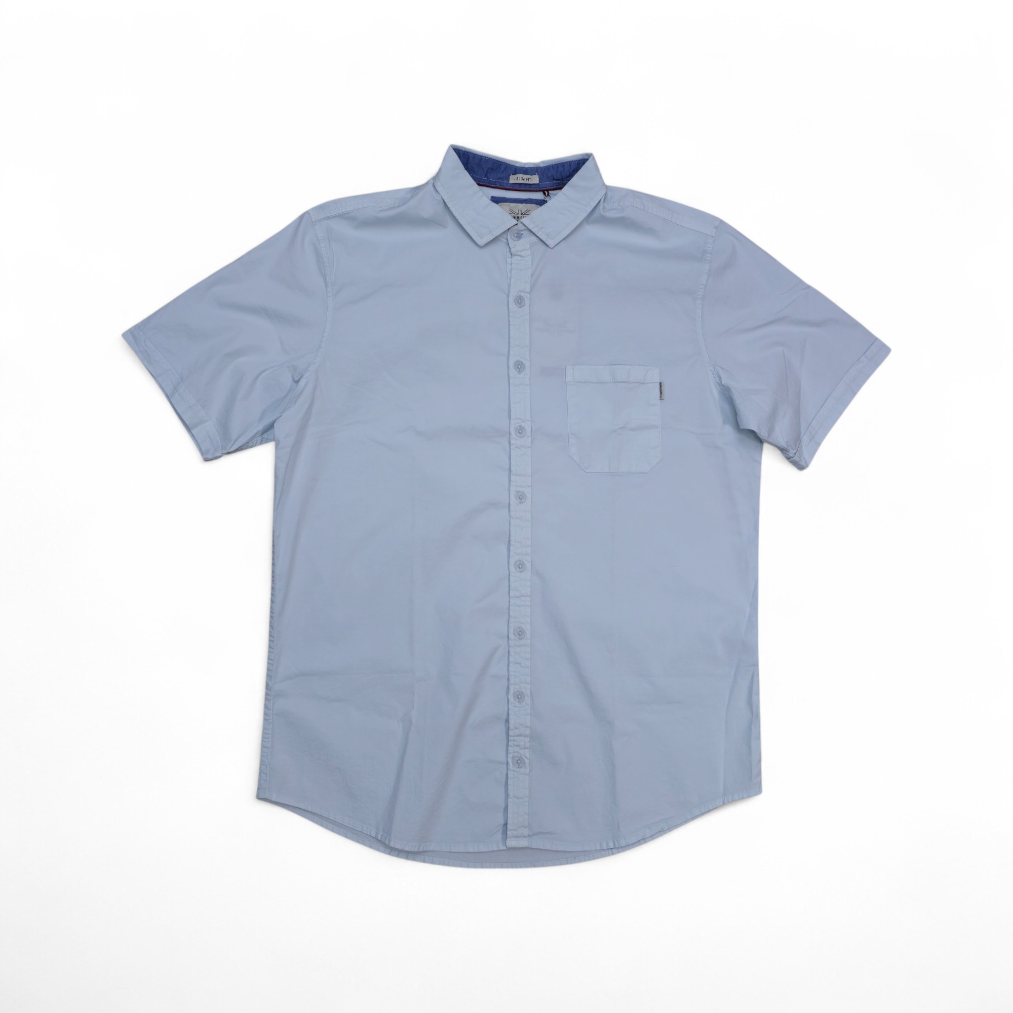 CAMISA MANGA CORTA TALLA 3XL - RF - COD11 - POPELINA APT - CUELLO FRANCES BASIC  STYLE - CELESTE CLARO (BB)
