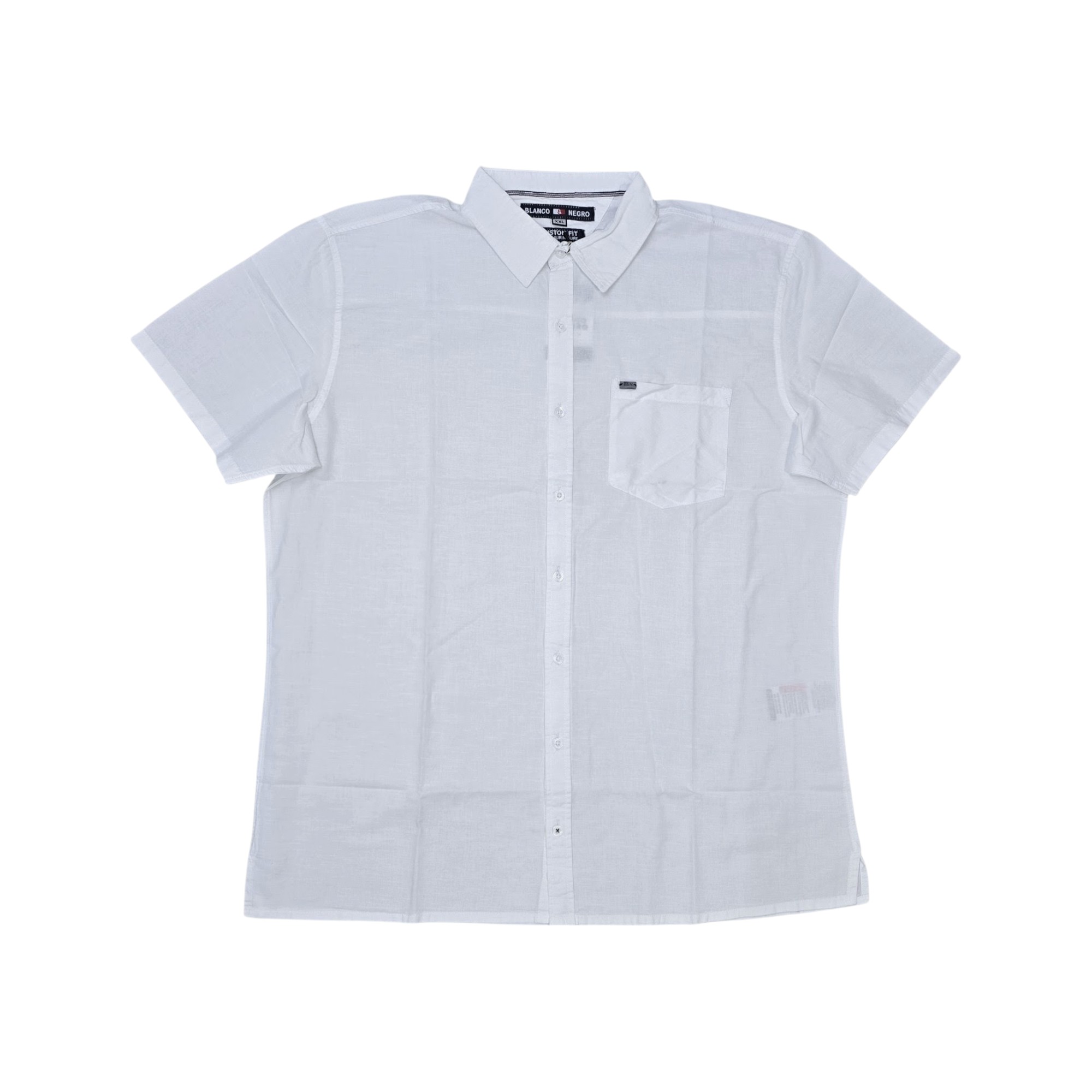 CAMISA MANGA CORTA TALLA 4XL - CF - COD161 - B&N - CUELLO FRANCES / LINO BASIC - BLANCO