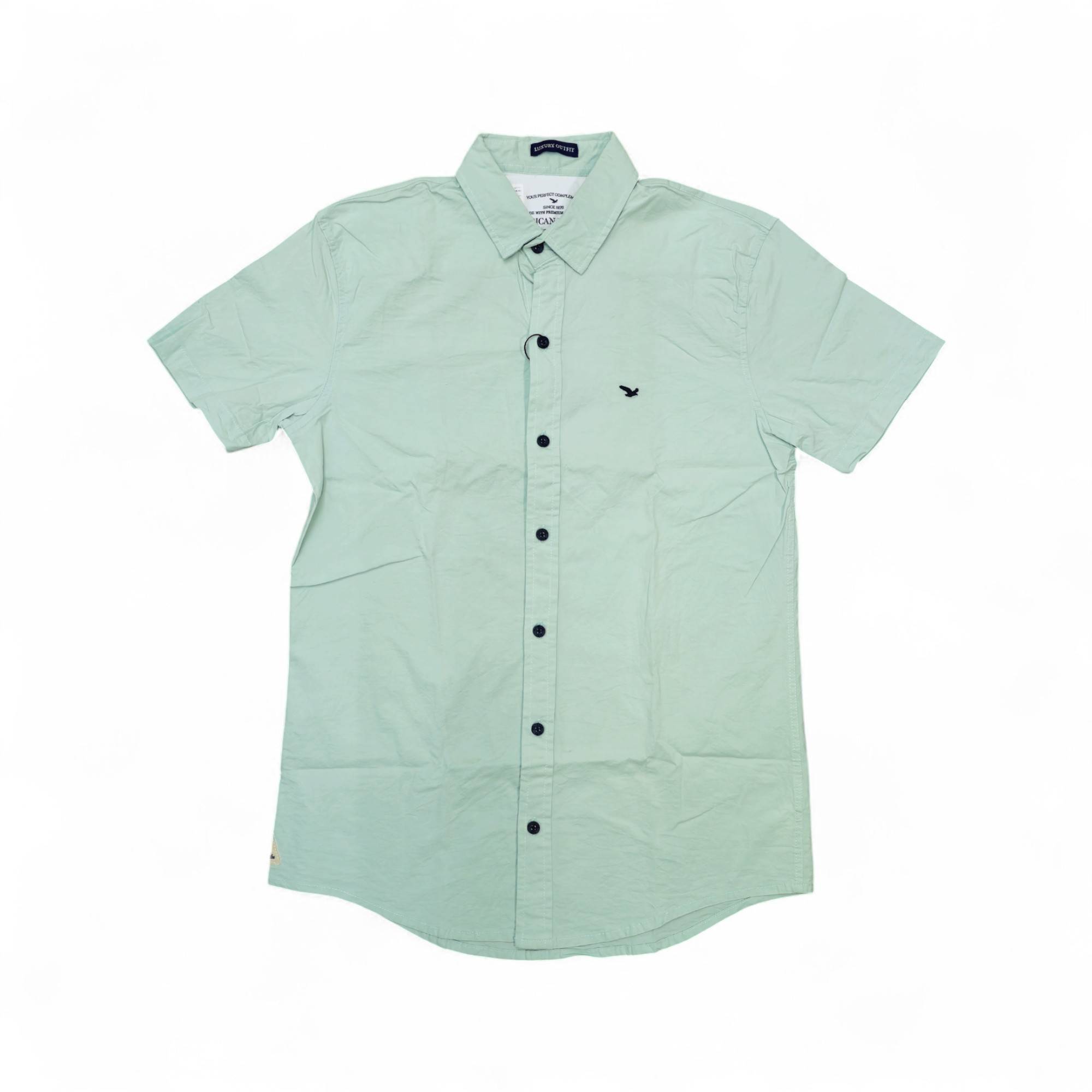 CAMISA MANGA CORTA TALLA  M - HOOSTER - CUELLO FRANCES - VERDE MENTA