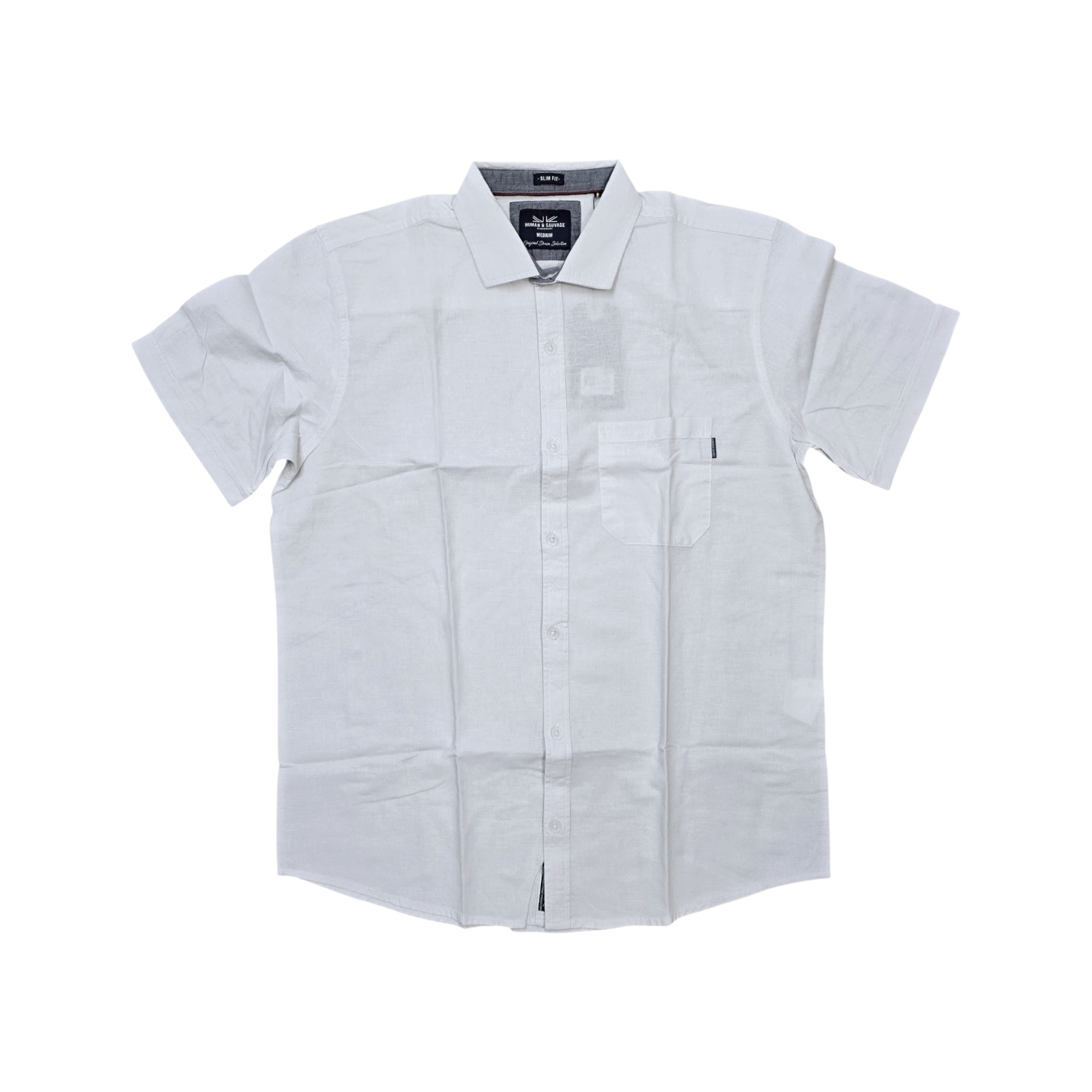 CAMISA MANGA CORTA TALLA L - RF - COD11 - COTLEE - CUELLO FRANCES BASIC  STYLE - BLANCO