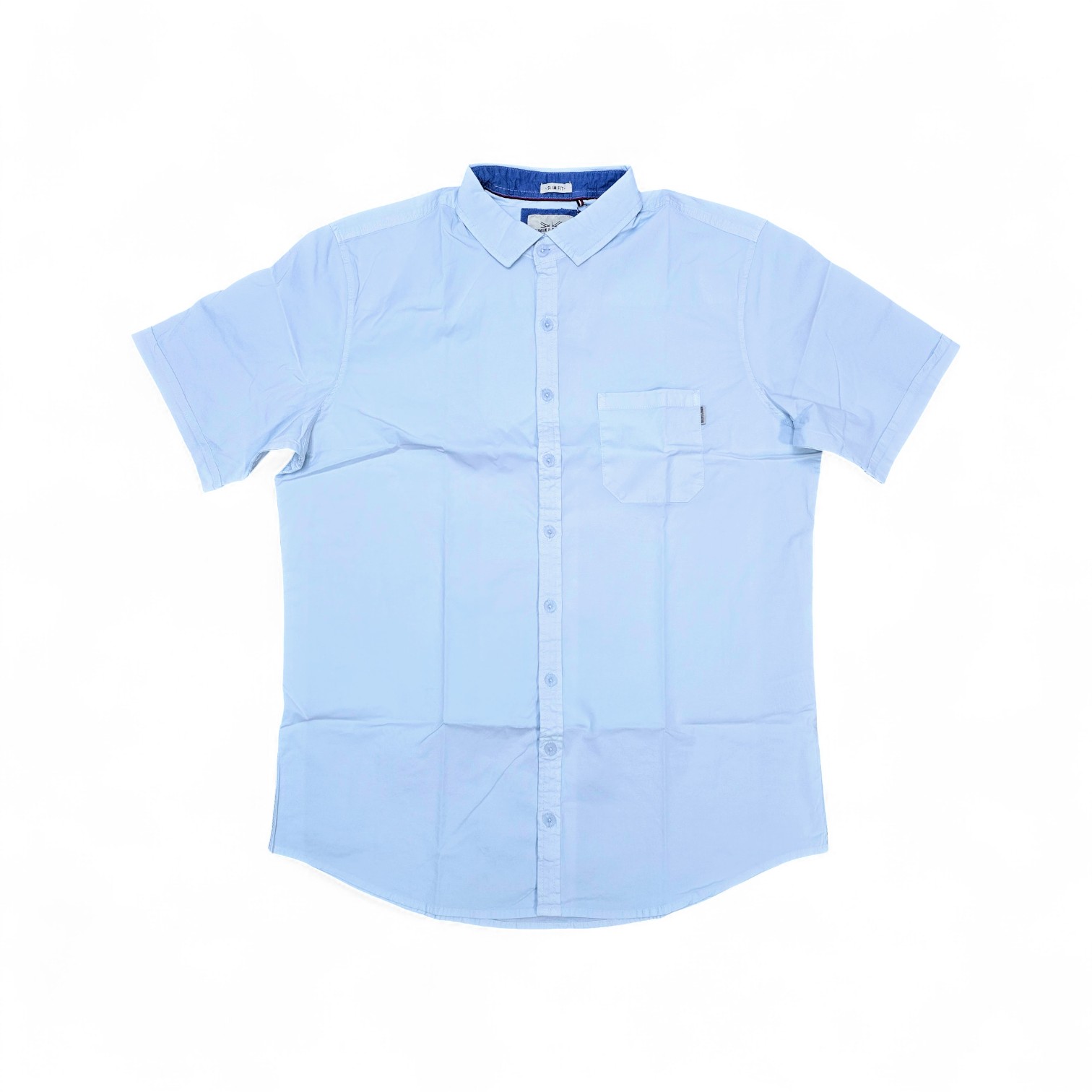 CAMISA MANGA CORTA TALLA L - RF - COD11 - COTLEE LINO - CUELLO FRANCES BASIC  STYLE - CELESTE AGUA (AQUA)