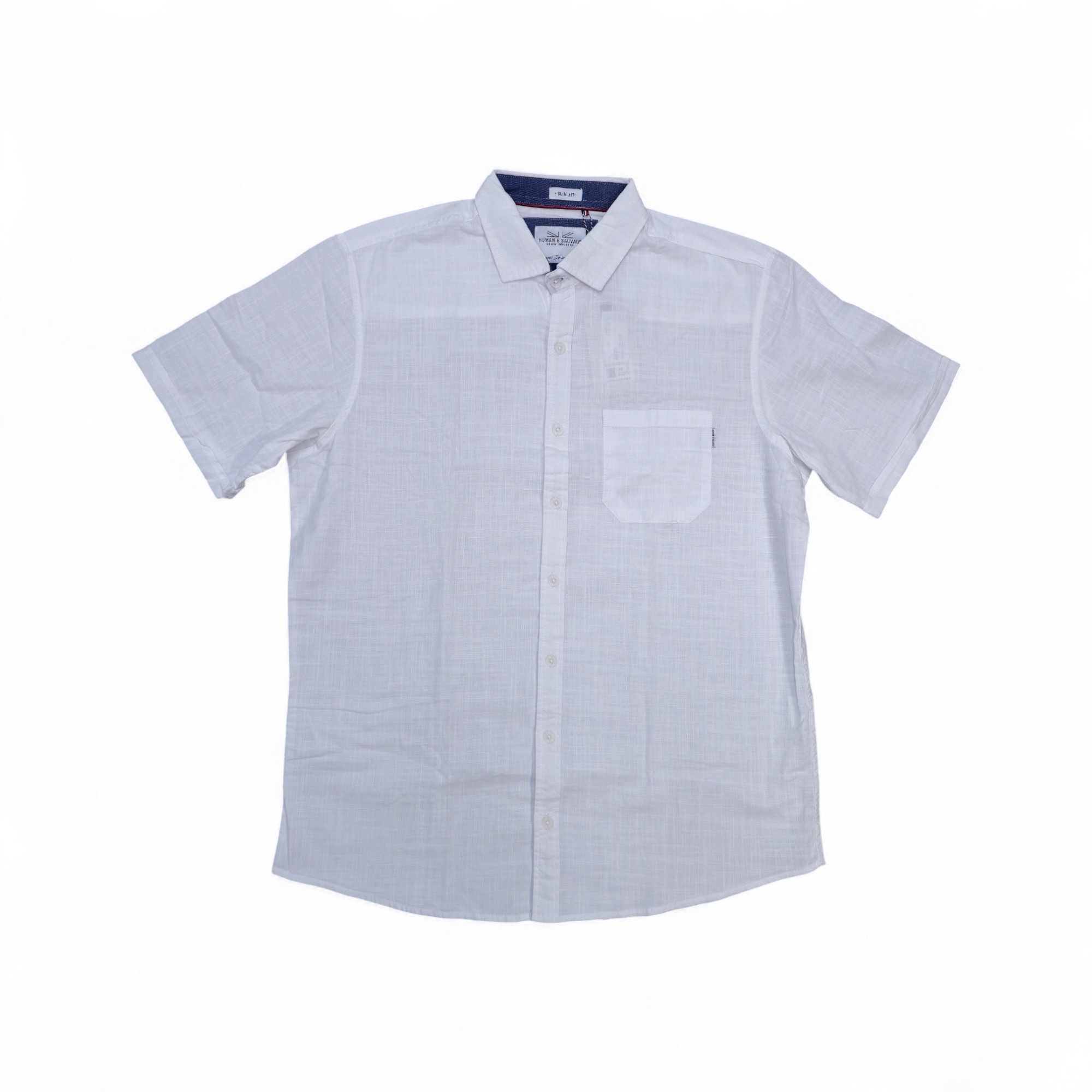 CAMISA MANGA CORTA TALLA L - RF - COD11 - LINO BIARRITZ - CUELLO FRANCES BASIC  STYLE - BLANCO
