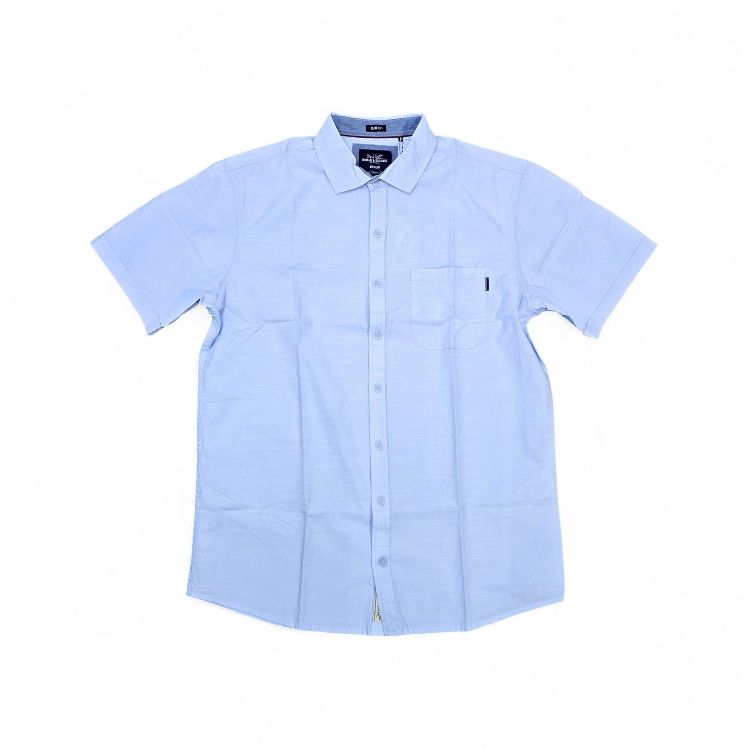 CAMISA MANGA CORTA TALLA L - RF - COD11 - TWILL FLAME - CUELLO FRANCES BASIC  STYLE - CELESTE