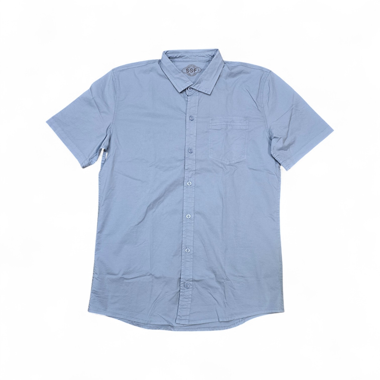 CAMISA MANGA CORTA TALLA L - RF - COD36 - JOSE1 - CUELLO FRANCES BASIC - CELESTE (BLUE FOG 226)