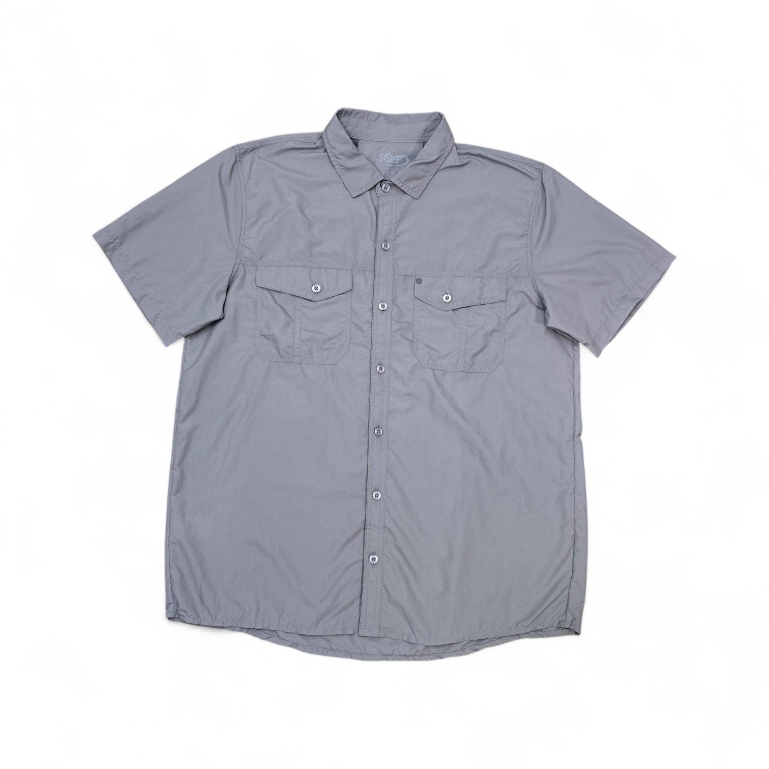 CAMISA MANGA CORTA TALLA L - COD36 - CUELLO FRANCES/IMPERMIABLE - GRIS/BOLSILLOS CON BOTONES