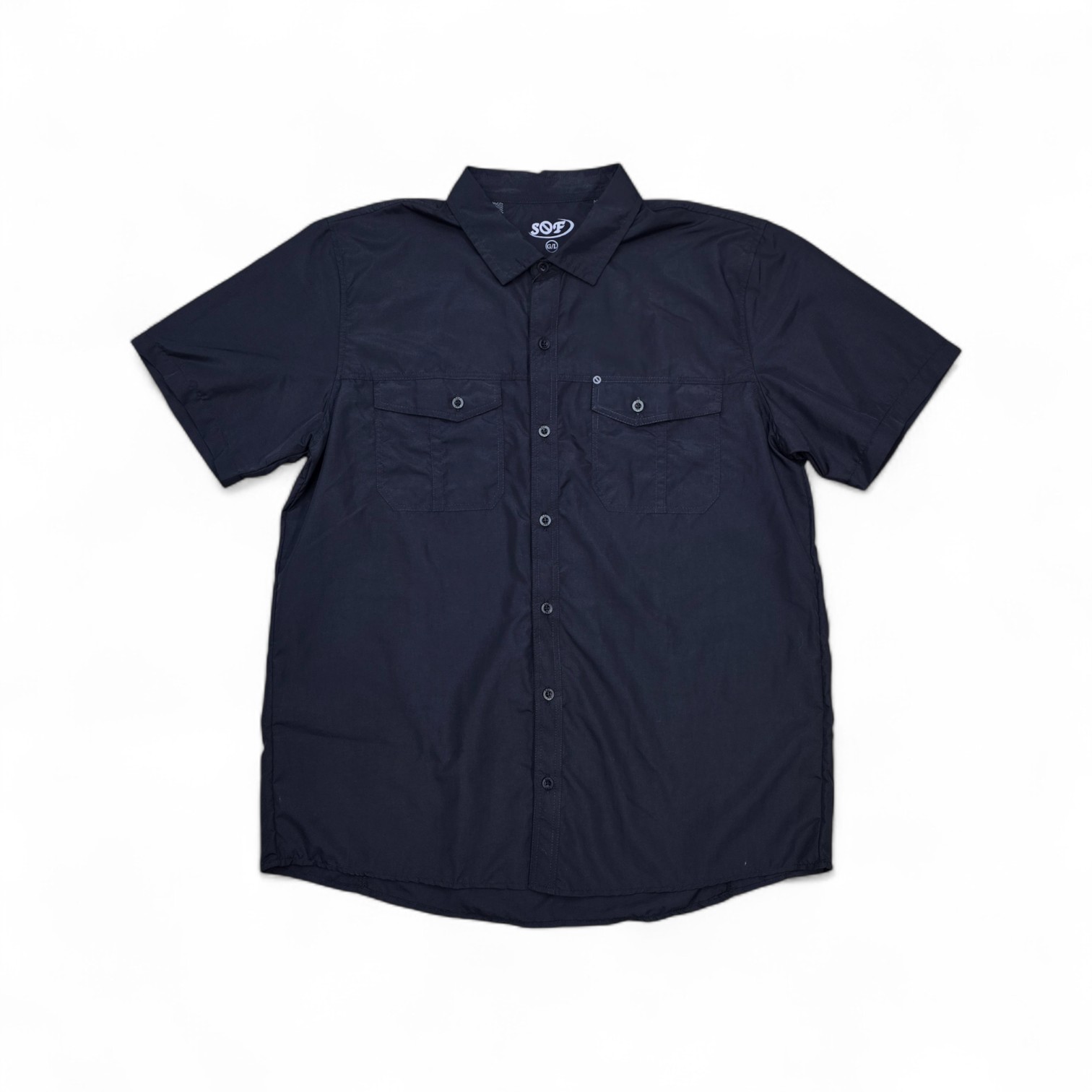 CAMISA MANGA CORTA TALLA L - COD36 - CUELLO FRANCES/IMPERMIABLE - NEGRA/BOLSILLOS CON BOTONES