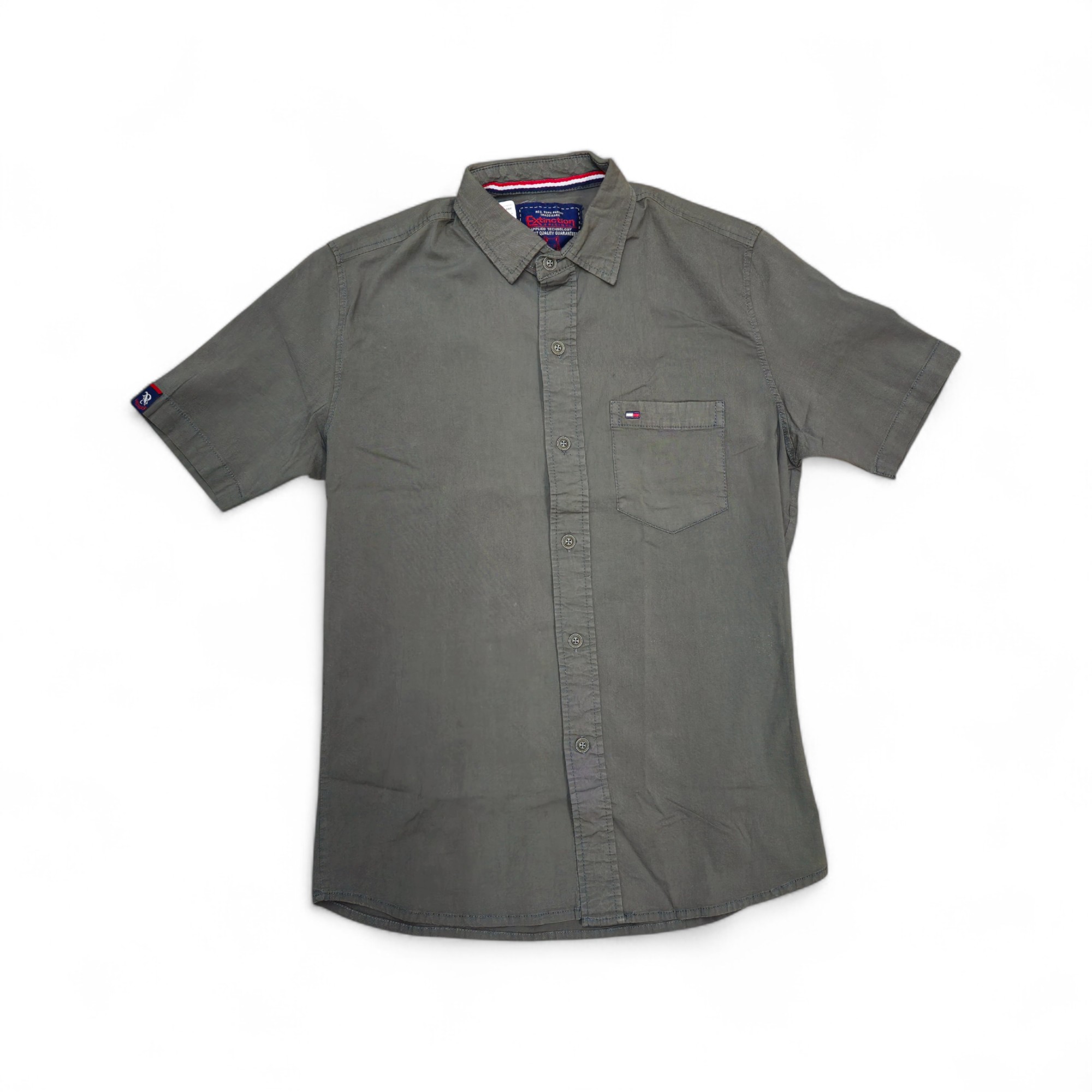 CAMISA MANGA CORTA TALLA M - EXTINCTION - CUELLO FRANCES - VERDE OSC