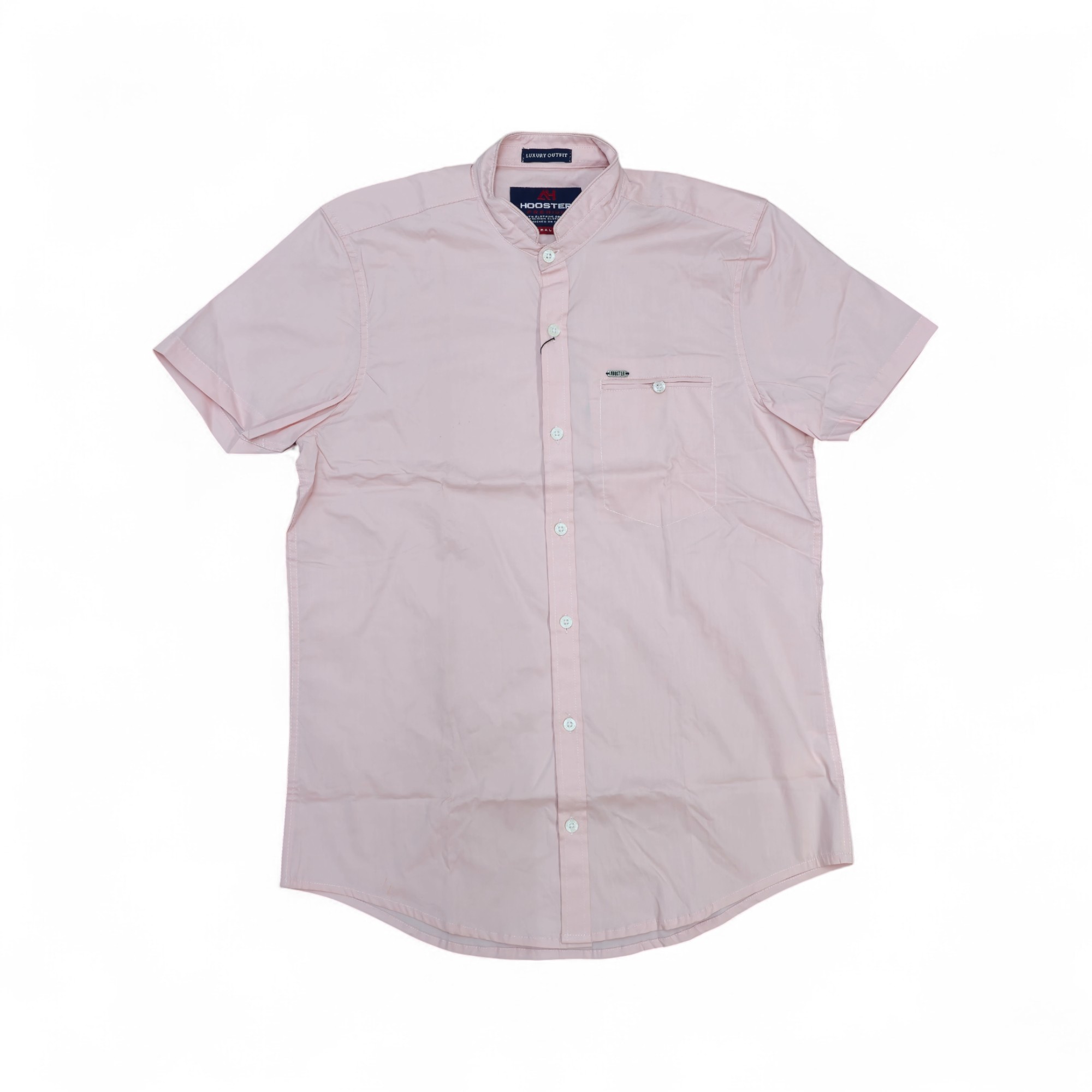 CAMISA MANGA CORTA TALLA M - HOOSTER - CUELLO CHINO / MAO - ROSADO ENTERO