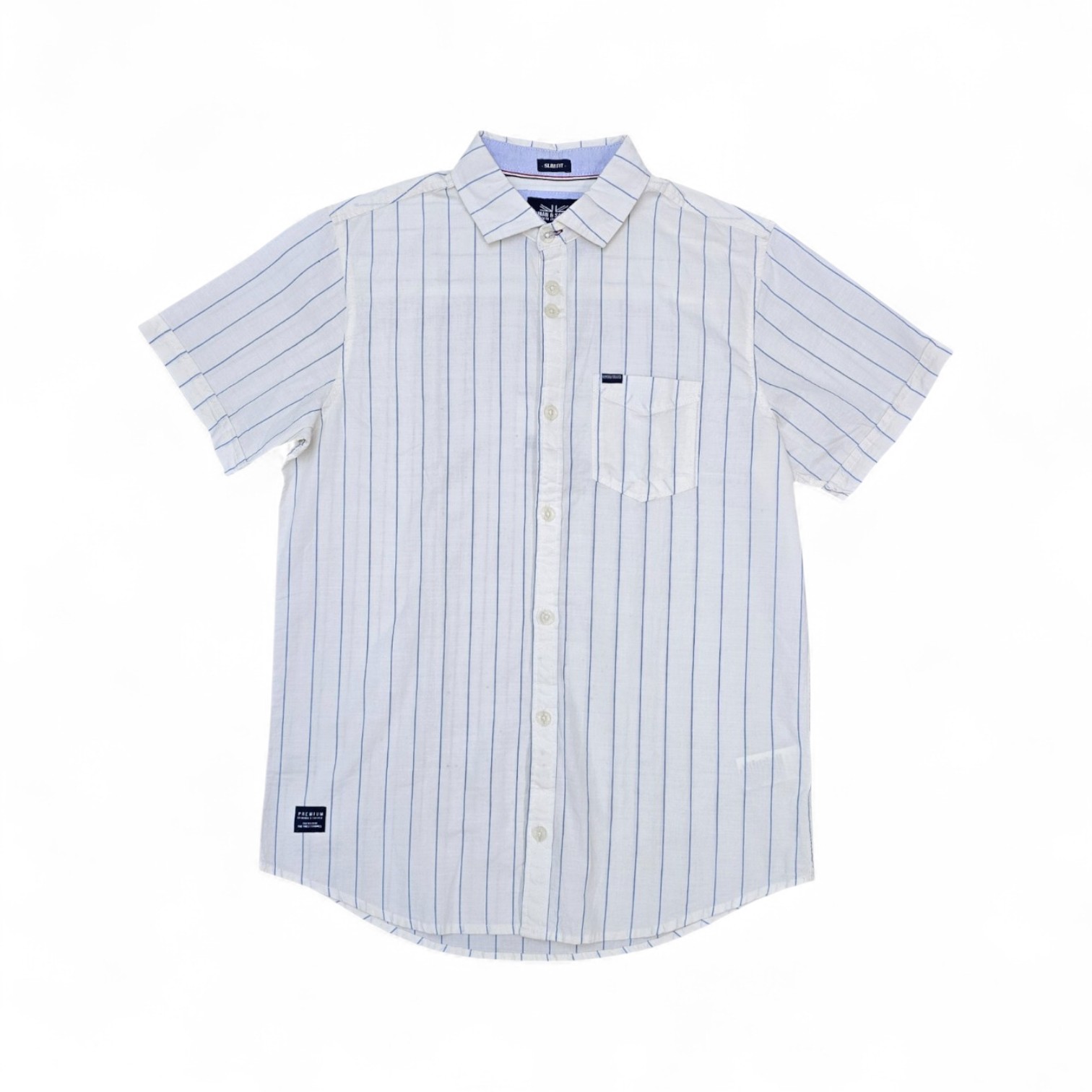 CAMISA MANGA CORTA TALLA M - HUM11 - CMC0013 - BL RAYAS AZUL