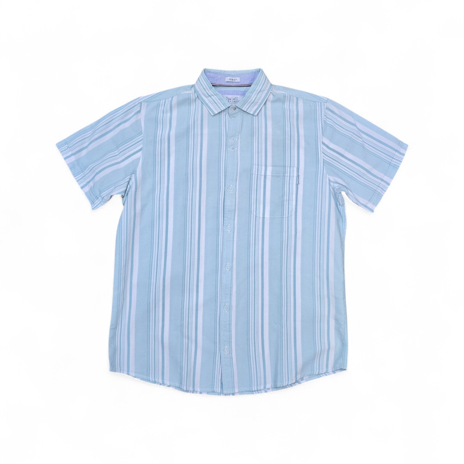 CAMISA MANGA CORTA TALLA M - HUM11 - CMC029-01 - TURQUESA RAYAS BL