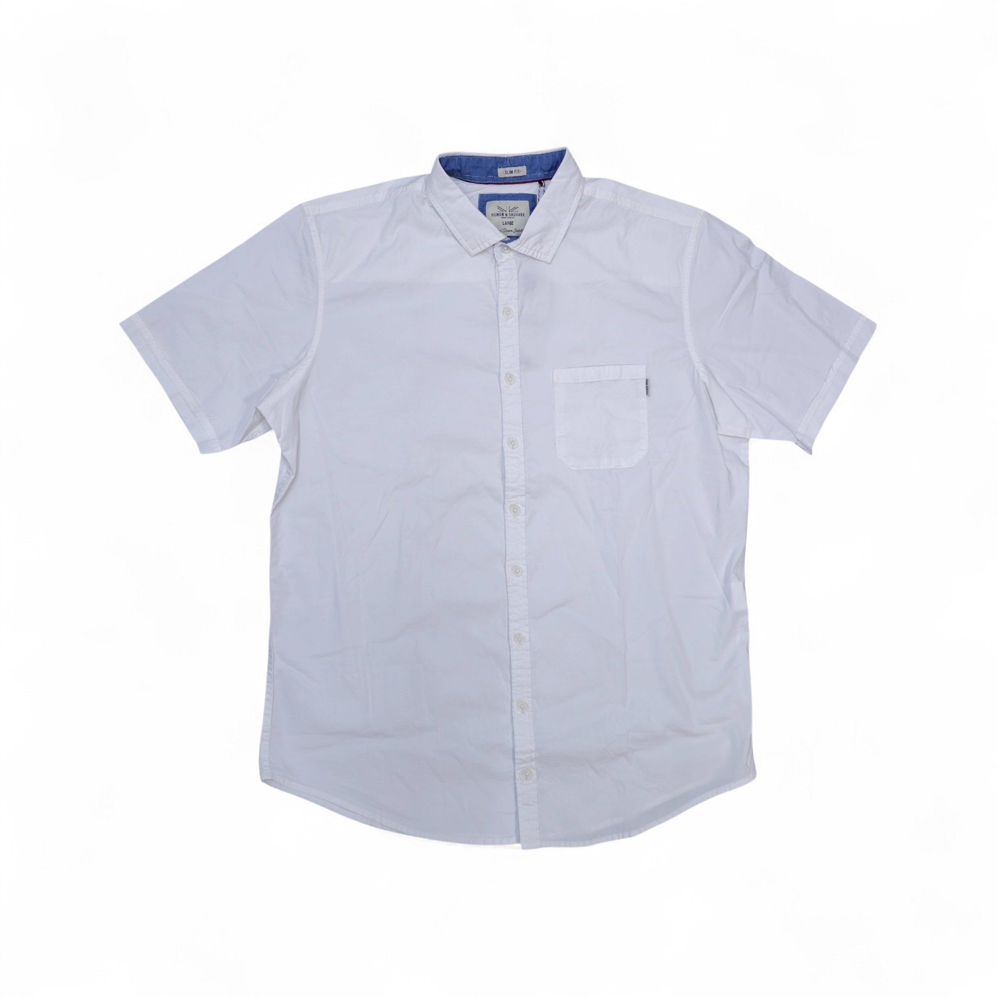 CAMISA MANGA CORTA TALLA M - RF - COD11 - POPELINA APT - CUELLO FRANCES BASIC  STYLE - BLANCO