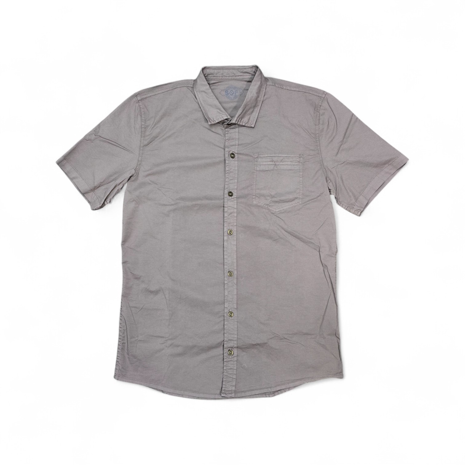 CAMISA MANGA CORTA TALLA M - RF - COD36 - JOSE1 - CUELLO FRANCES BASIC - BEIGE OSCURO (256-CAFÉ)