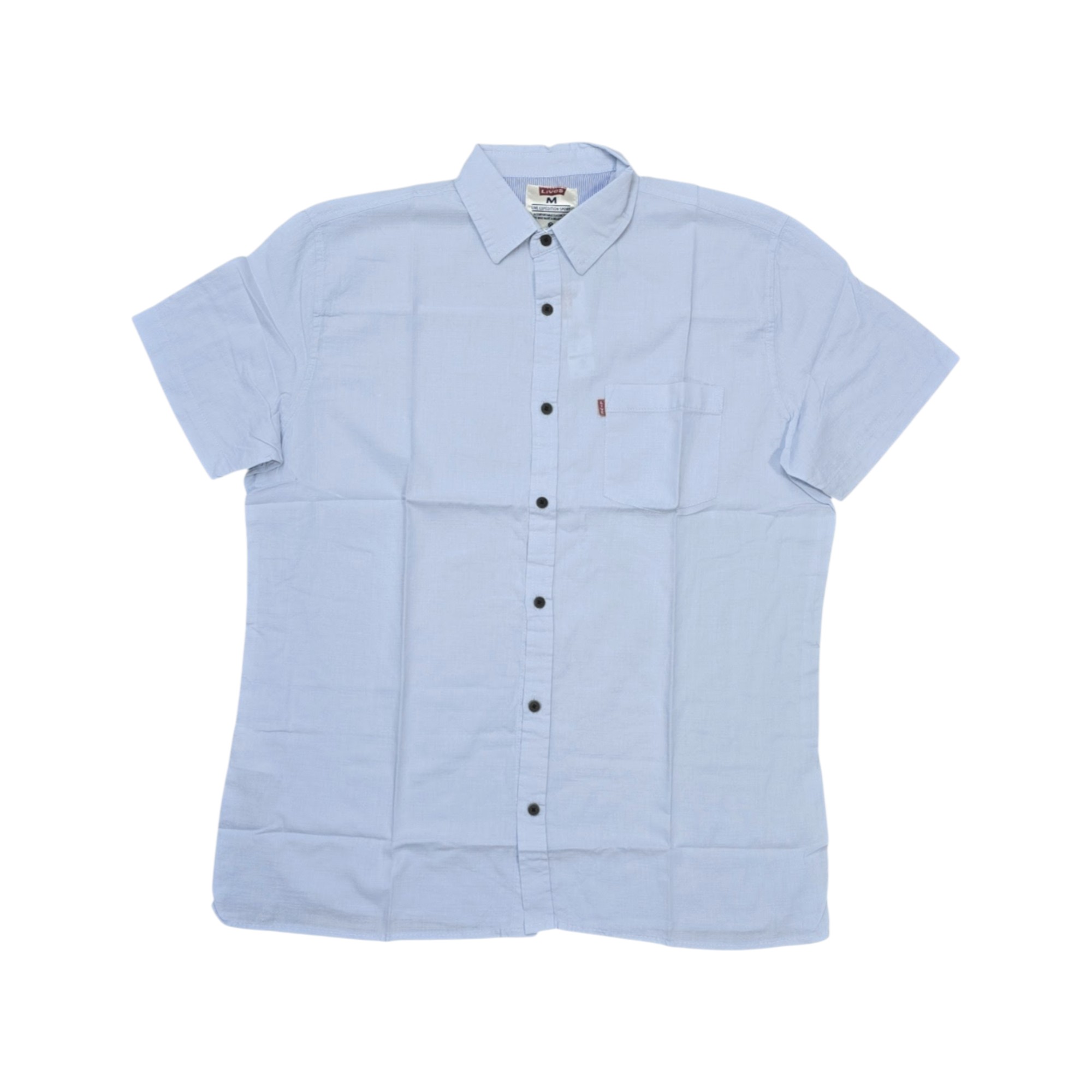 CAMISA MANGA CORTA TALLA M - RF - COD45 - CLASSIC DEFAULT - CUELLO FRANCES BASIC - CELESTE