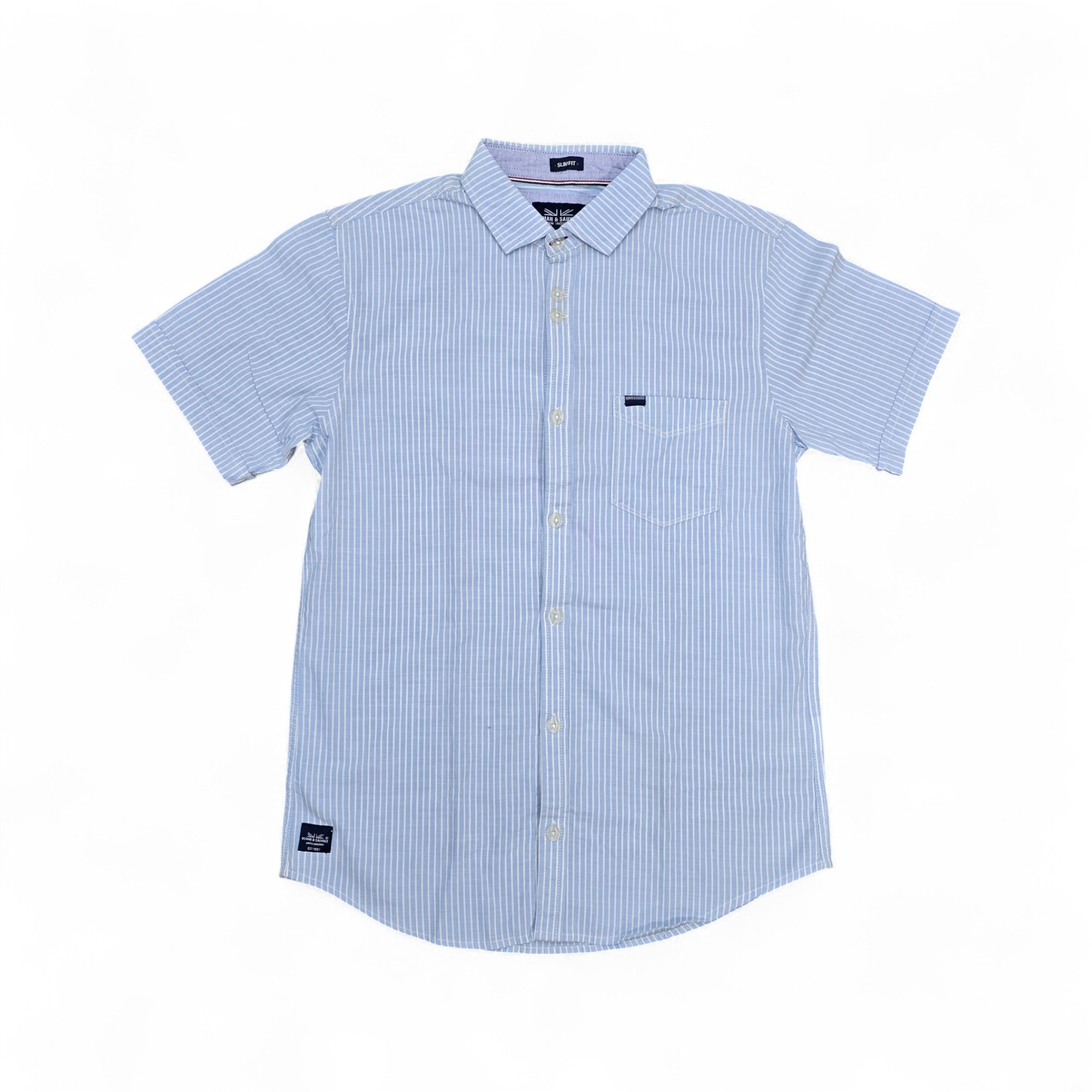 CAMISA MANGA CORTA TALLA S - HUM11 - CMC0021 - CELESTE RAYAS BL