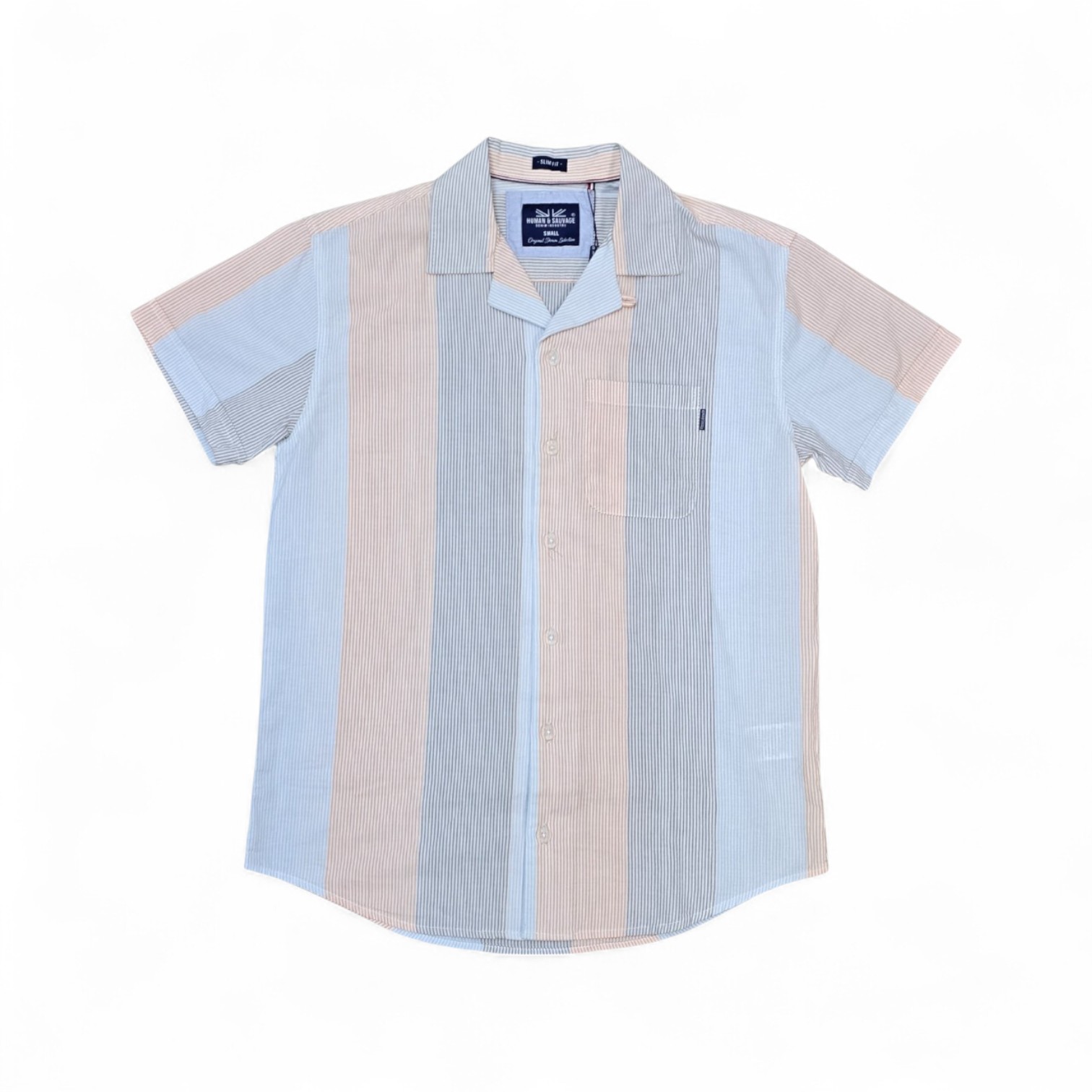CAMISA MANGA CORTA TALLA S - HUM11 - CMC016-29543 - CELESTE/NARANJA