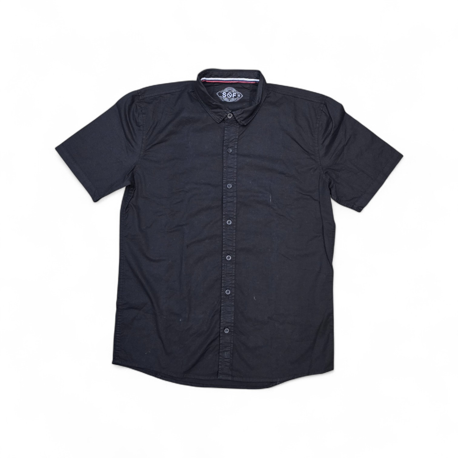 CAMISA MANGA CORTA TALLA S - COD36 - CUELLO FRANCES - NEGRO/RAYAS BL/AZUL/ROJA