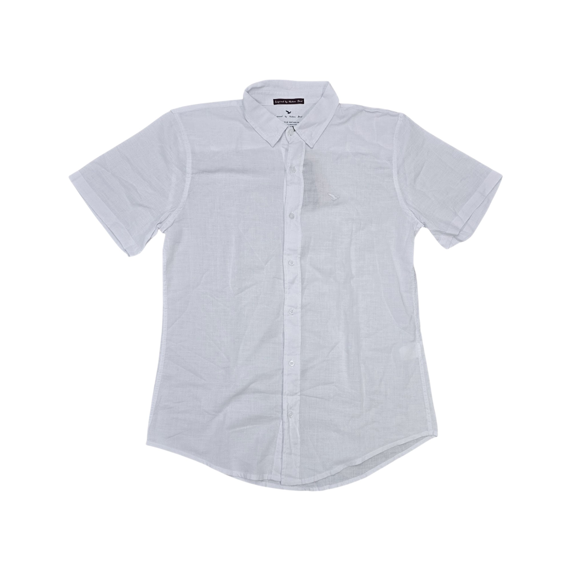 CAMISA MANGA CORTA TALLA XL - RF - COD41 - NATIVE BIRD - CUELLO FRANCES / LINO BASIC - BLANCO