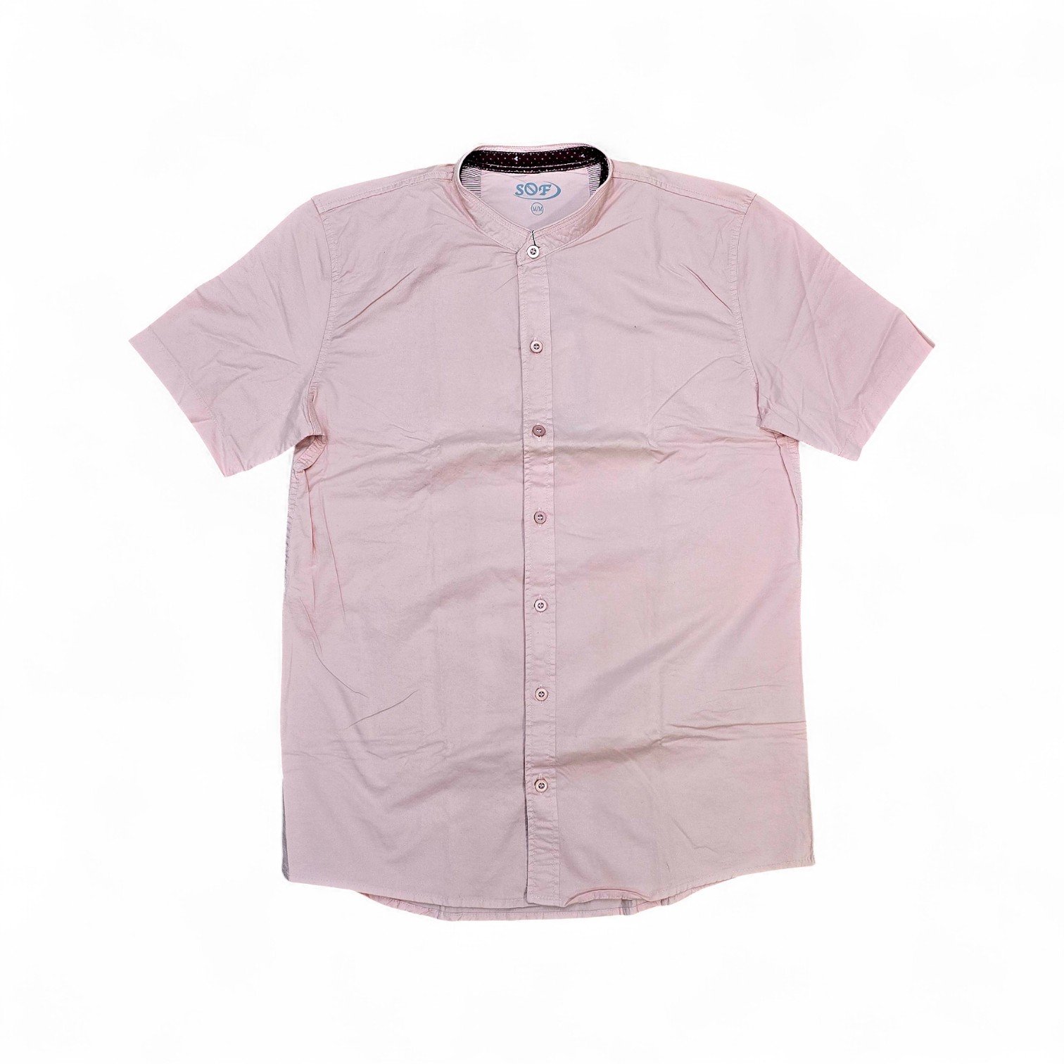 CAMISA MANGA CORTA TALLA XL - COD36 - CUELLO CHINO/MAO - PALO ROSA/CONCHO VINO
