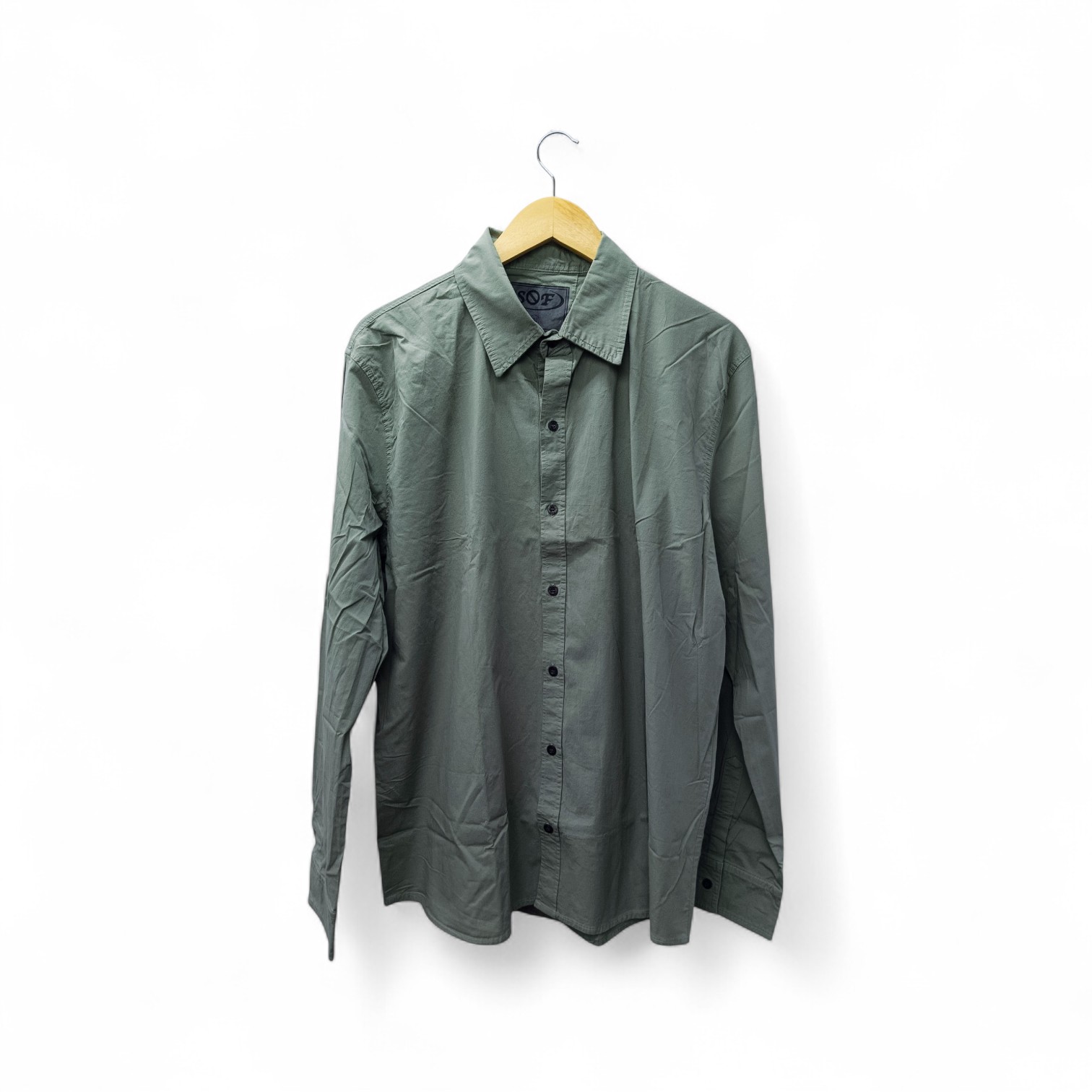 CAMISA MANGA LARGA TALLA 4TX - SF36 - CUELLO FRANCES - VERDE CEMENTO