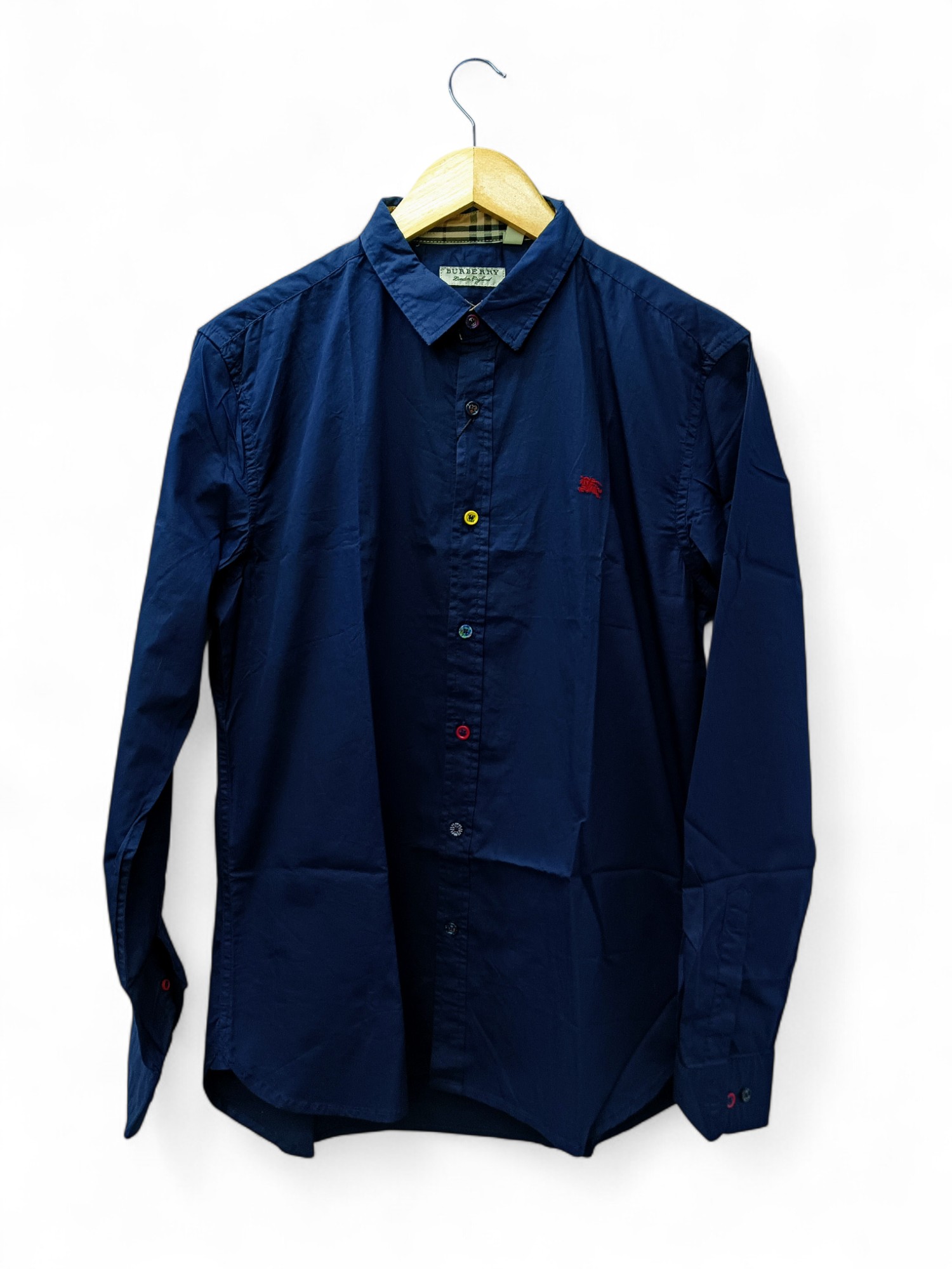 CAMISA MANGA LARGA TALLA L - BURBERRY (GNL) - AZUL MARINO ENTERO