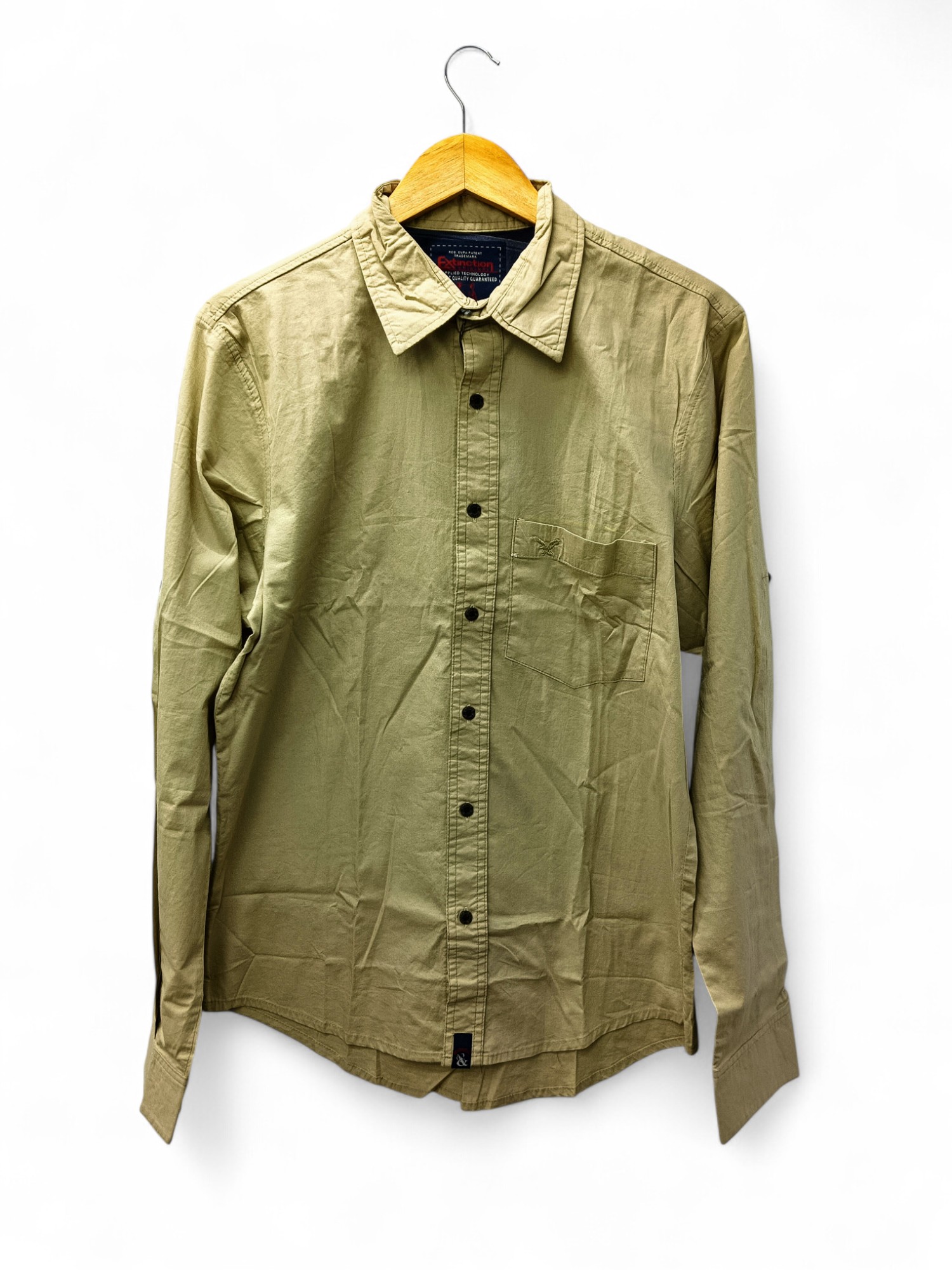 CAMISA MANGA LARGA TALLA L - EXTINTION - CUELLO FRANCES - BEIGE ENTERO