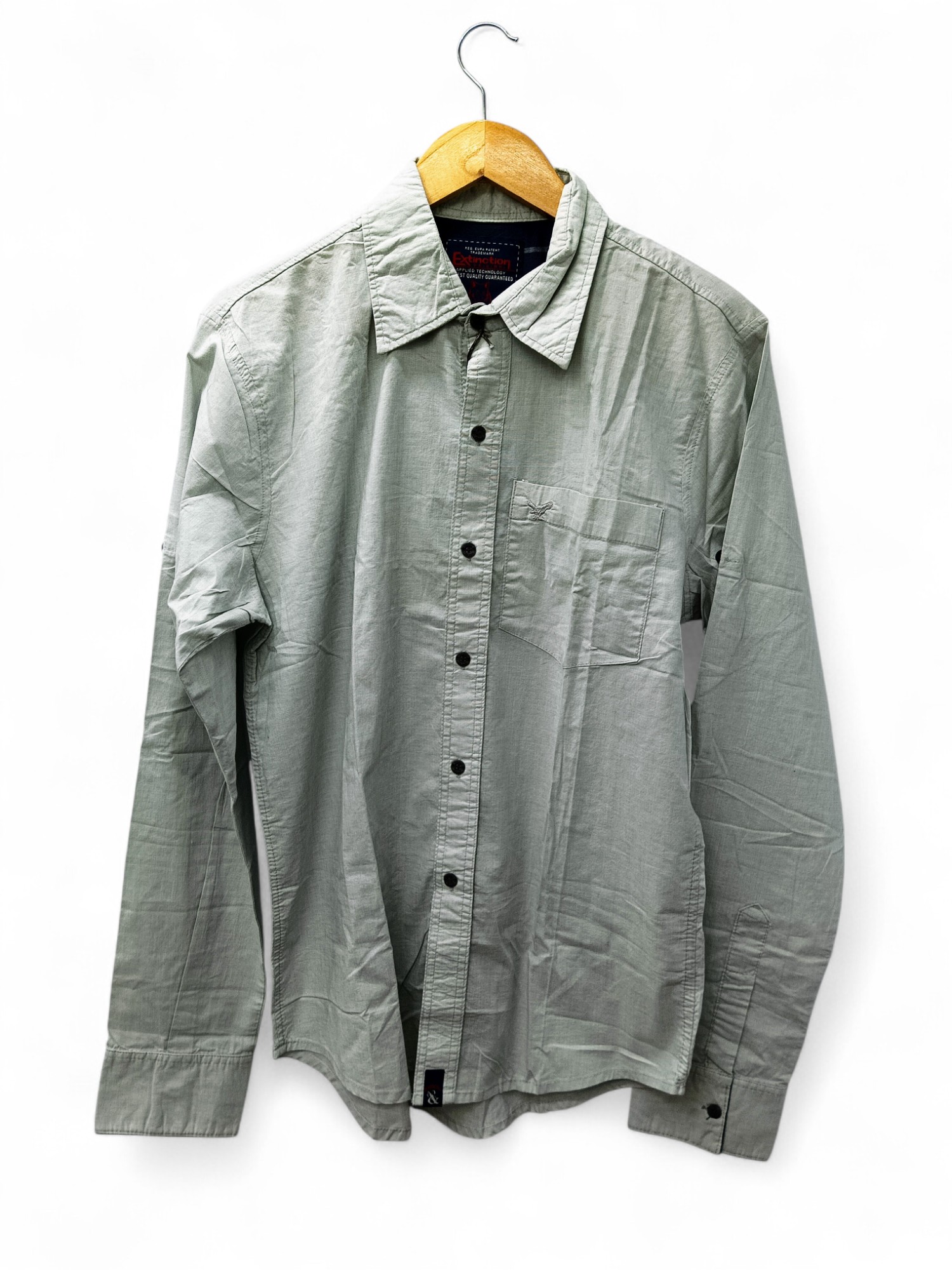 CAMISA MANGA LARGA TALLA L - EXTINTION - CUELLO FRANCES - GRIS ENTERO