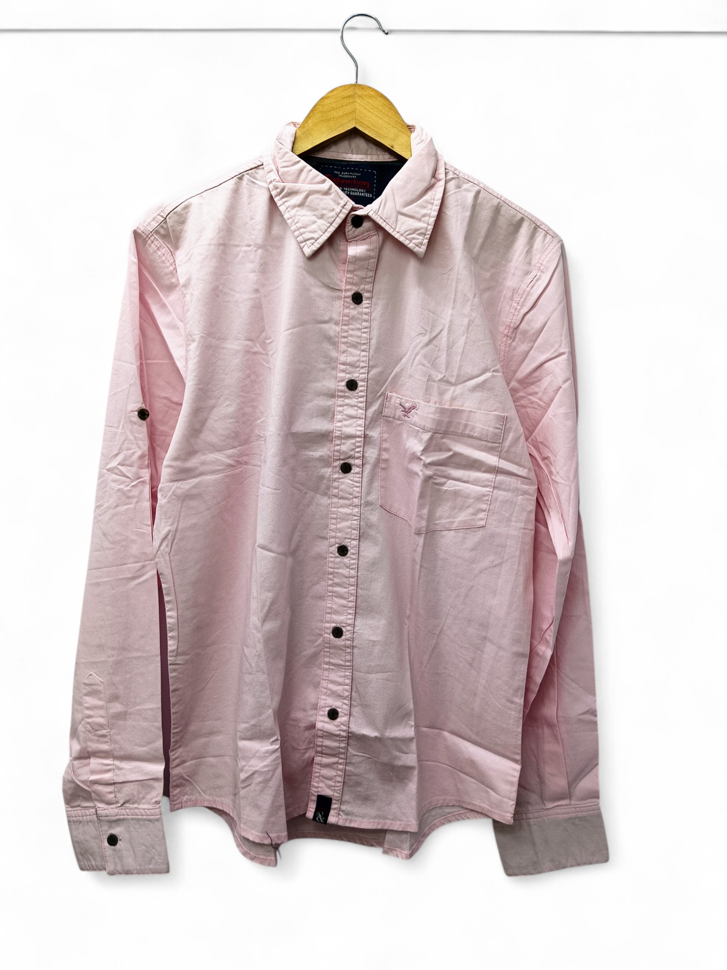 CAMISA MANGA LARGA TALLA L - EXTINTION - CUELLO FRANCES - ROSA CLARO  ENTERO
