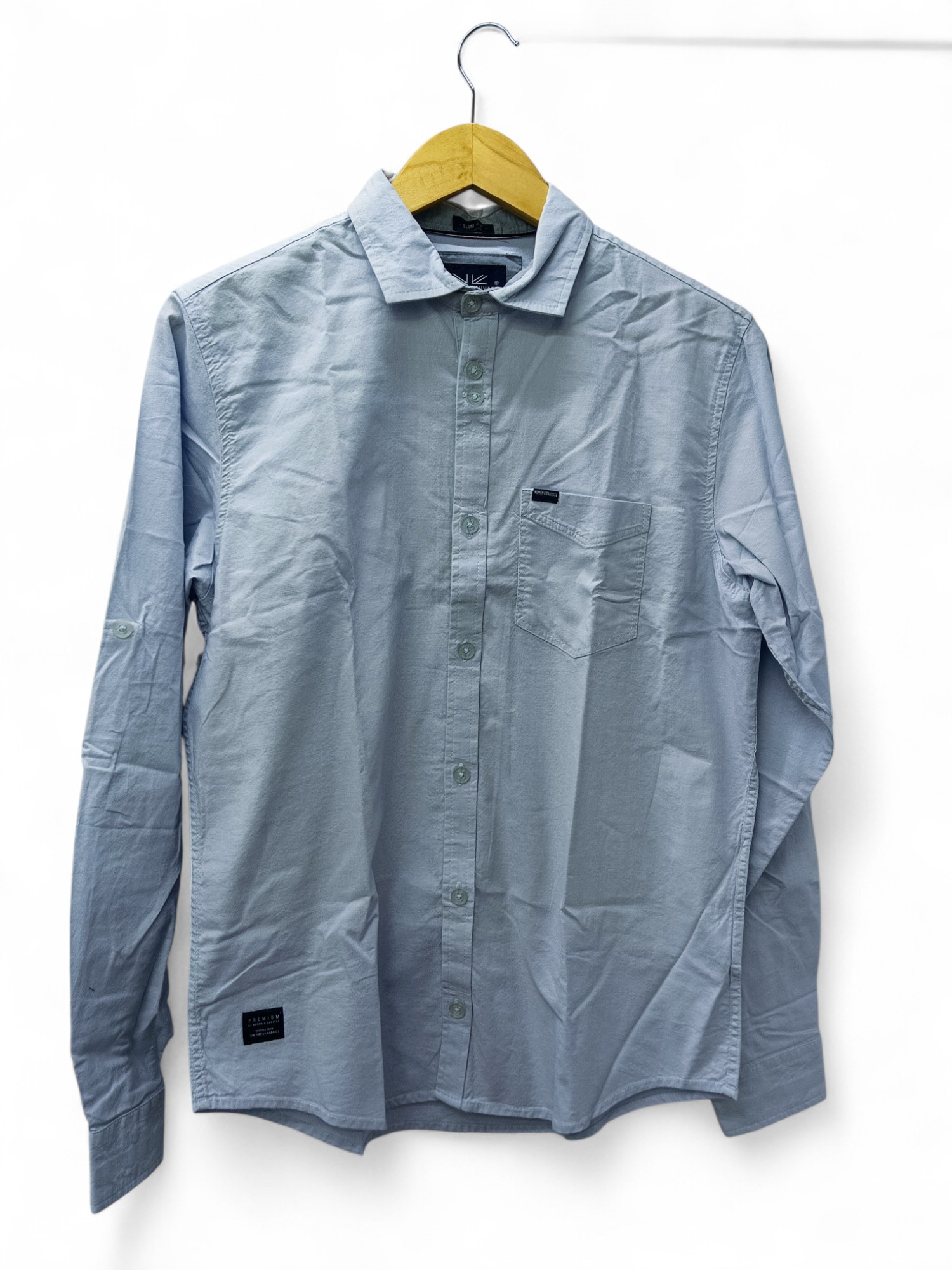 CAMISA MANGA LARGA TALLA L - HUM11 - CUELLO FRANCES - CELESTE CIELO