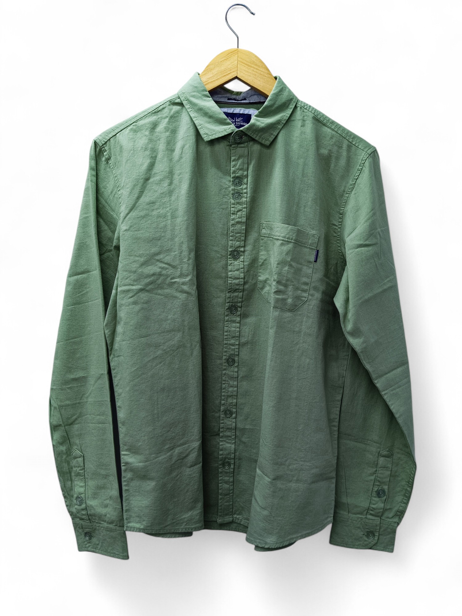 CAMISA MANGA LARGA TALLA L - HUM11 - CUELLO FRANCES - VERDE OLIVO
