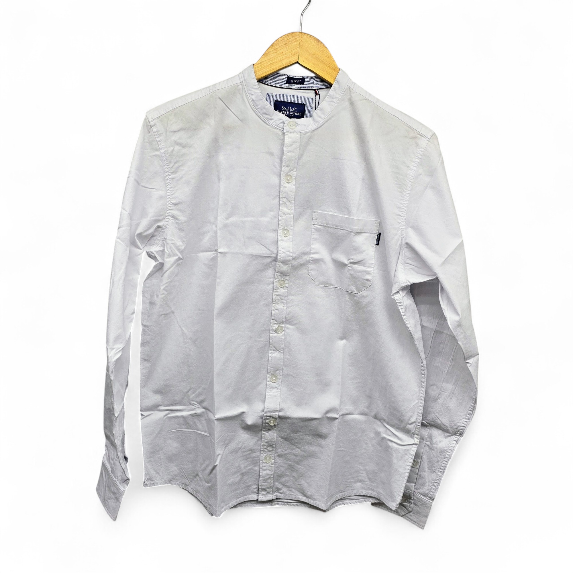 CAMISA MANGA LARGA TALLA L - RF - COD11 - OXFORD BOSTON - CUELLO CHINO / MAO BASIC  STYLE - BLANCO