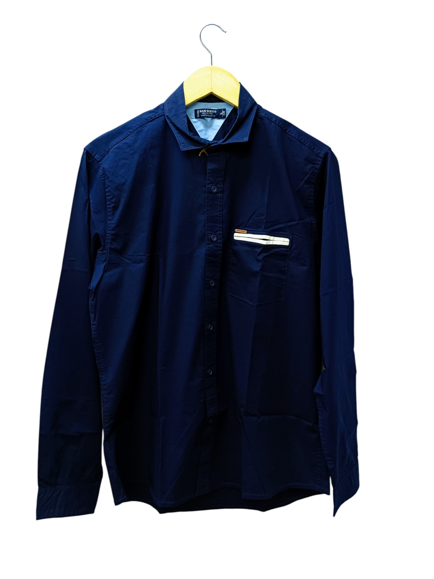 CAMISA MANGA LARGA TALLA L - SAN DIEGO - CUELLO FRANCES - AZUL MARINO/BOLSILLO FILO BLANCO